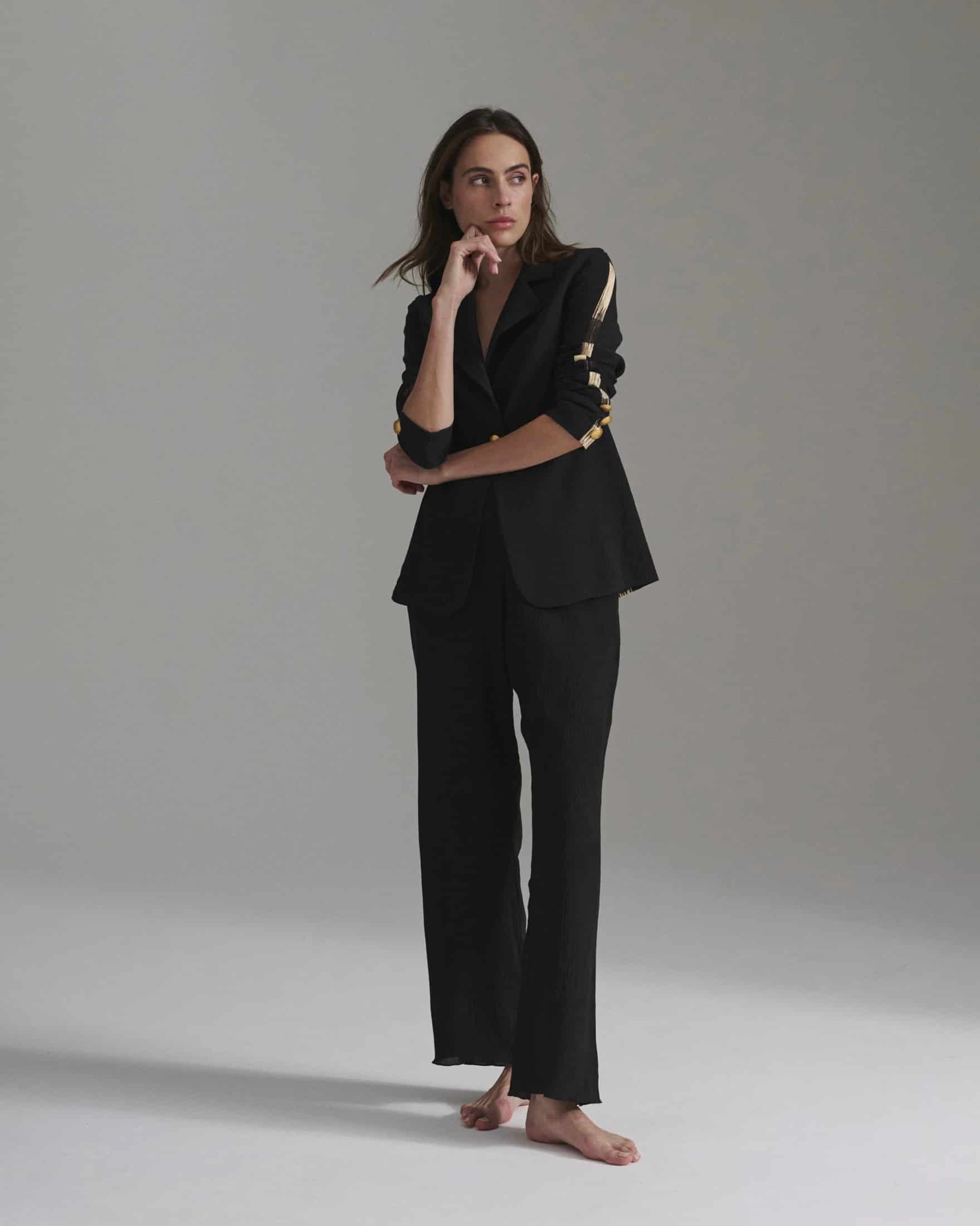 Santo Tomás Martellato Silk Pants / Black - miniatura 2