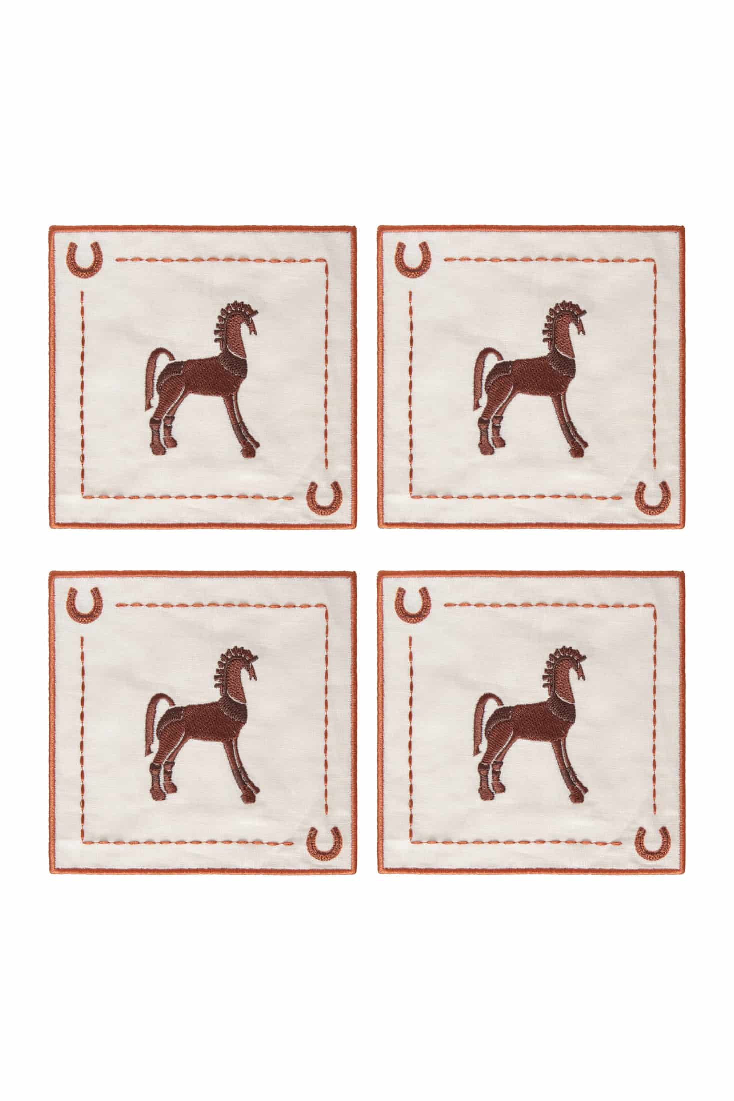 Solana Horse Cocktail Napkins / Brown & Orange - Set of 4 - miniatura 2