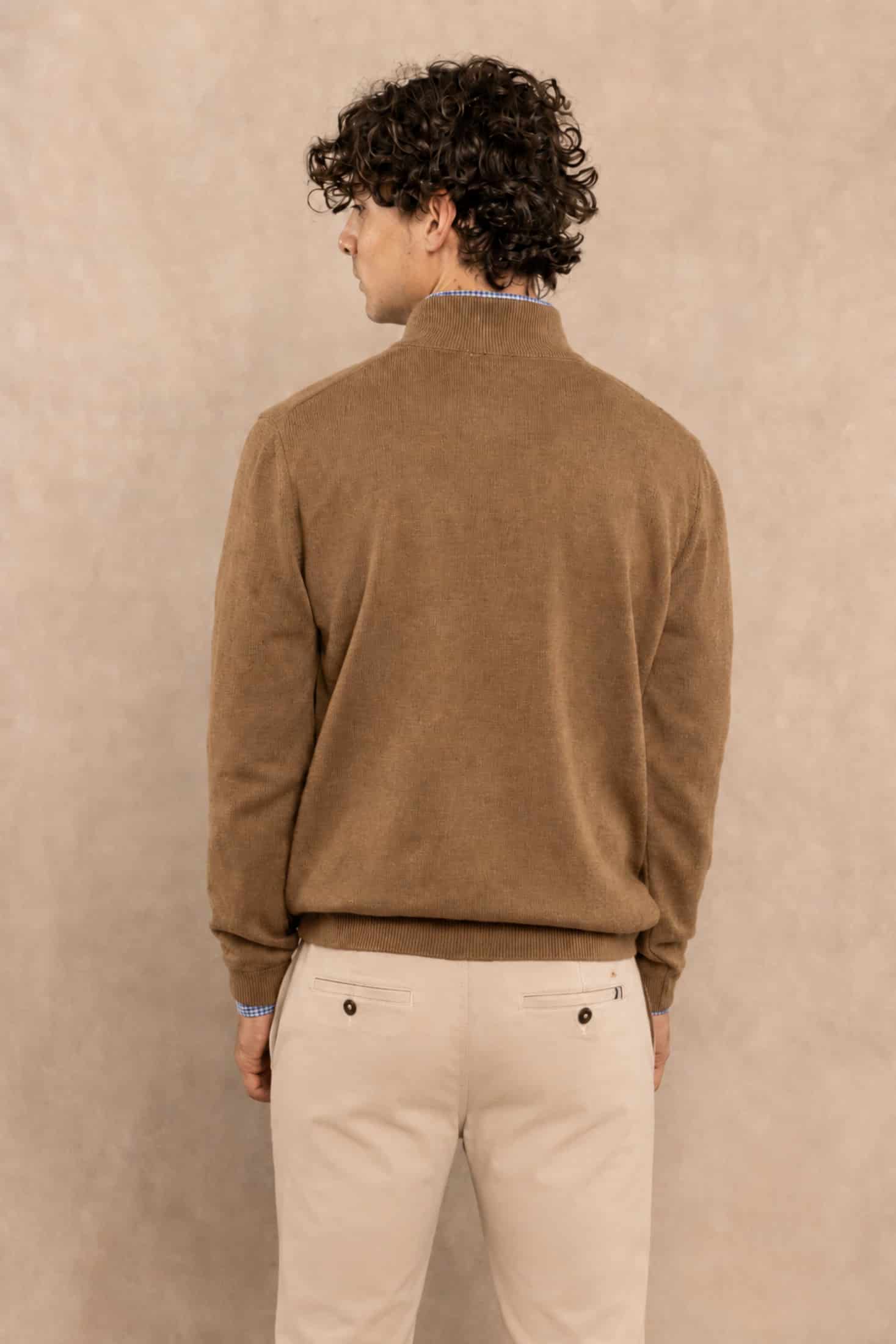 Sueter Algodon Peinado Cuello Redondo Cafe - miniatura 4