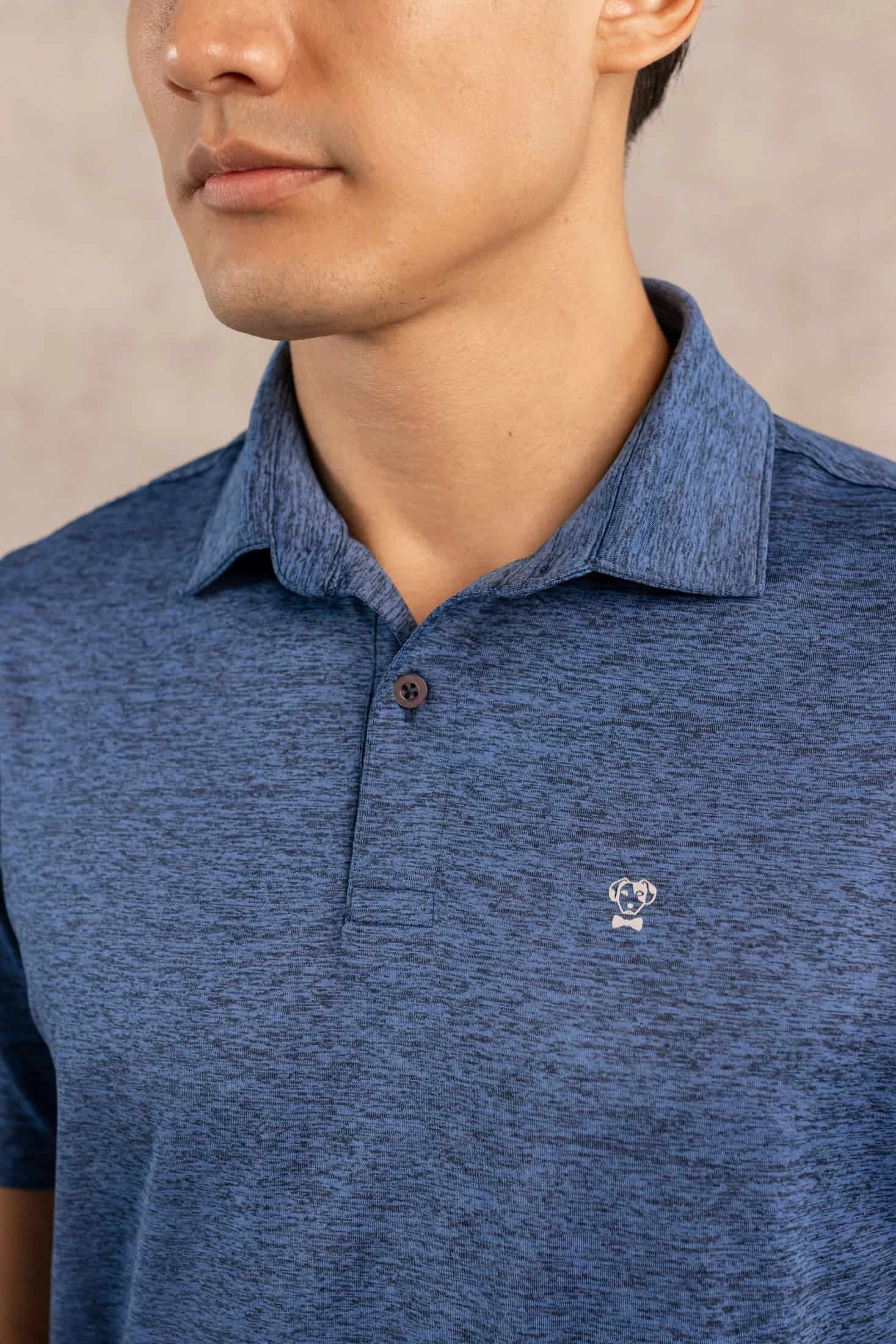 Polo Performance Antiarrugas Azul Jaspe - miniatura 4