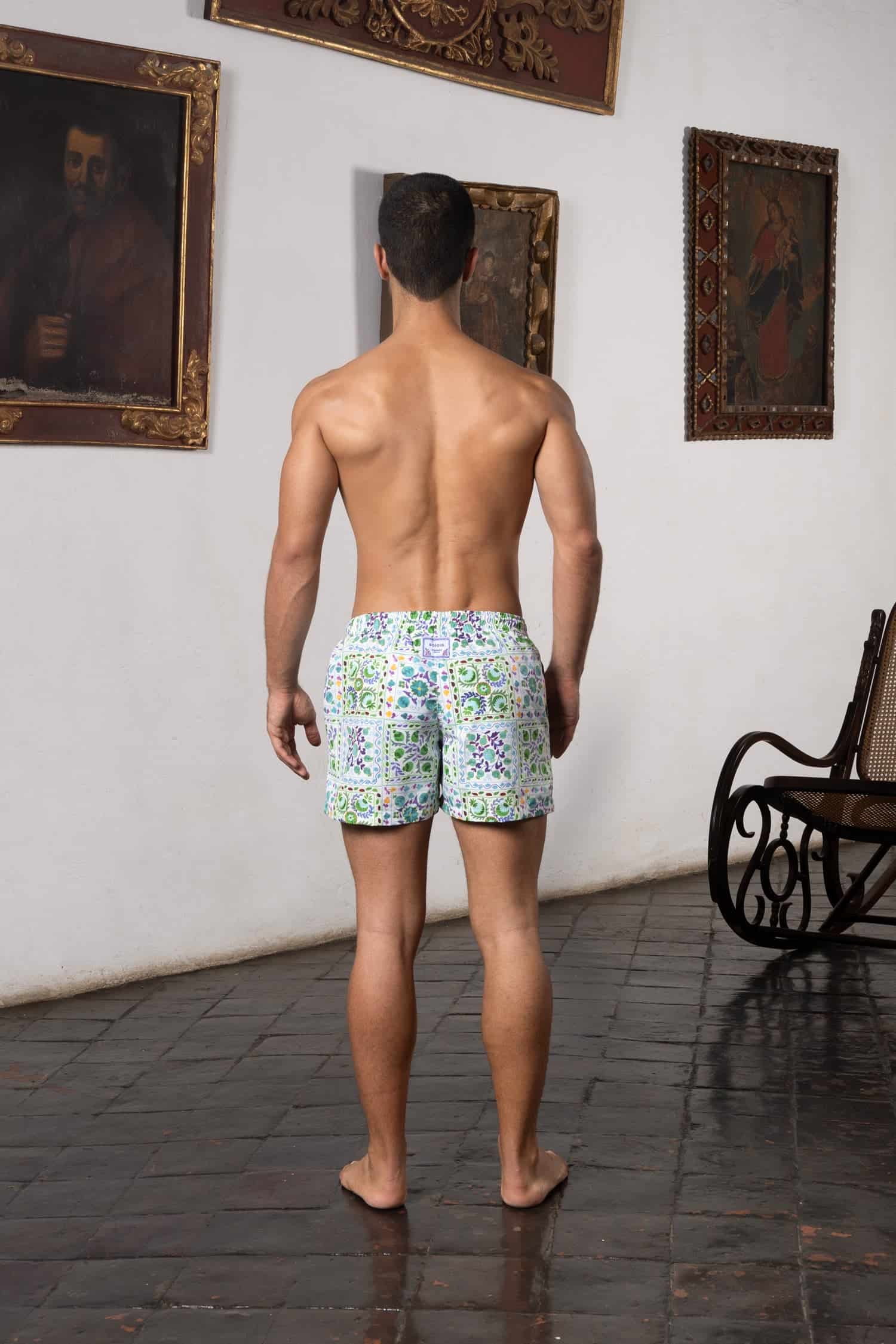 Men's suzani swim trunk green - miniatura 4