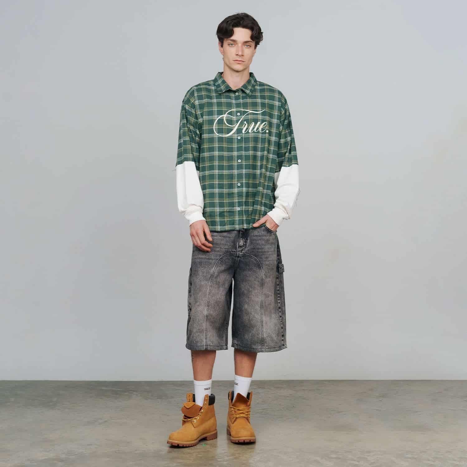 Slashed Denim Jorts - Black - miniatura 4