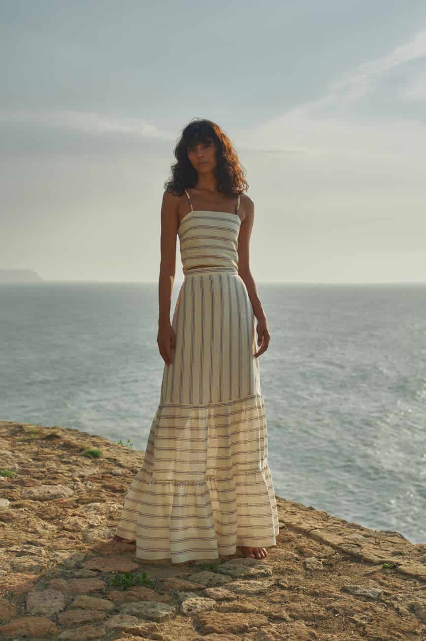 Julieta Linen Maxi Skirt / Lila Stripes - miniatura 2