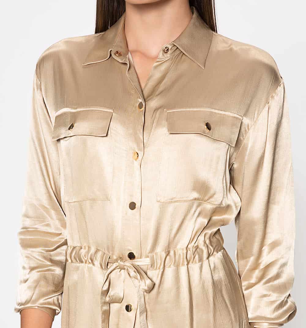 Blusa camisera manga larga con bolsillo - miniatura 4