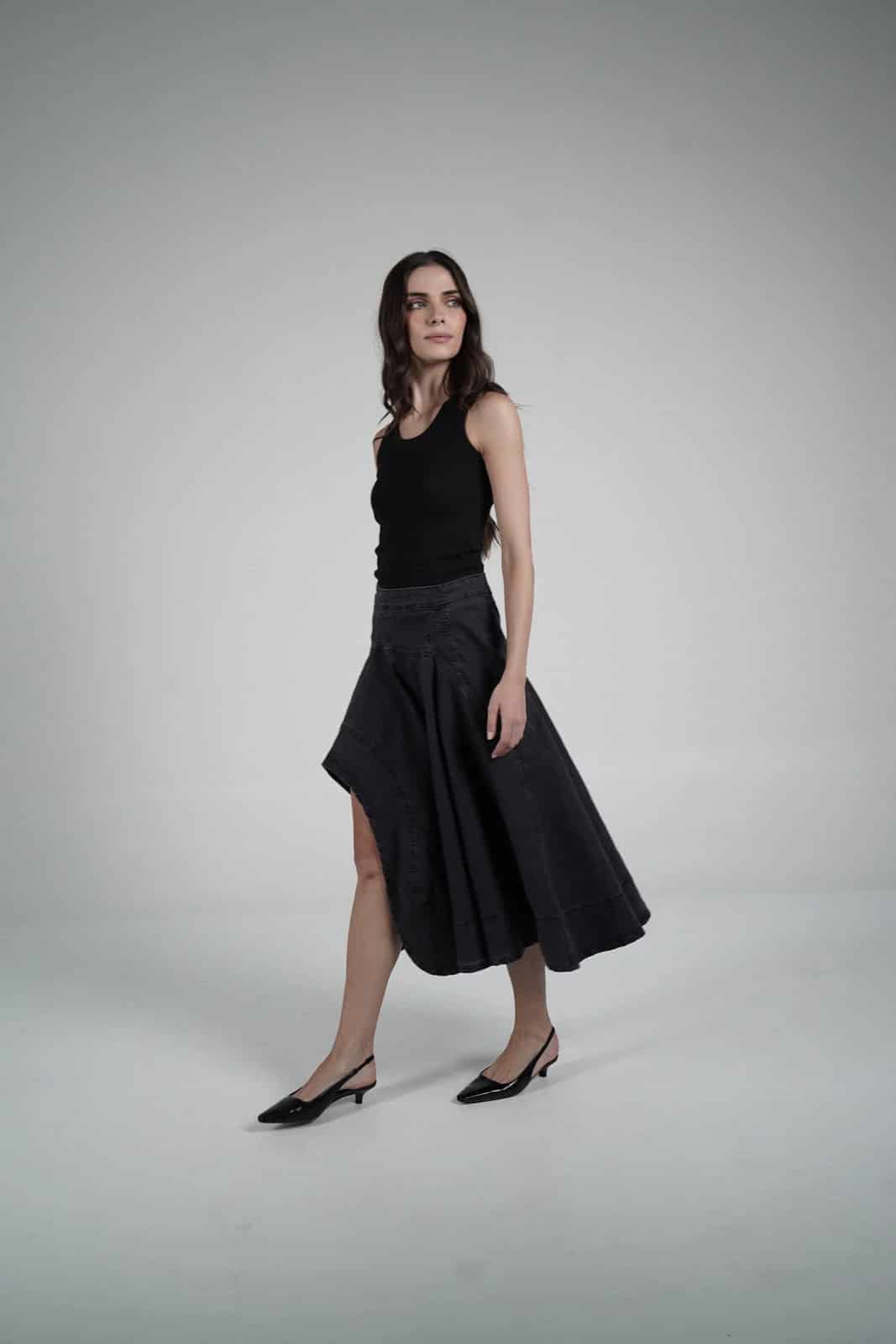 Black asymmetrical skirt - miniatura 5