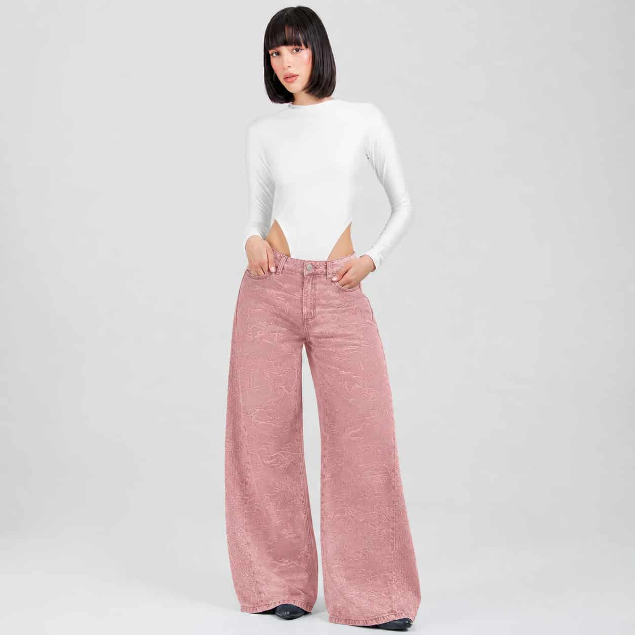 Jean Wide Leg Rosa Ax-3129 Rigido Premium - miniatura 1