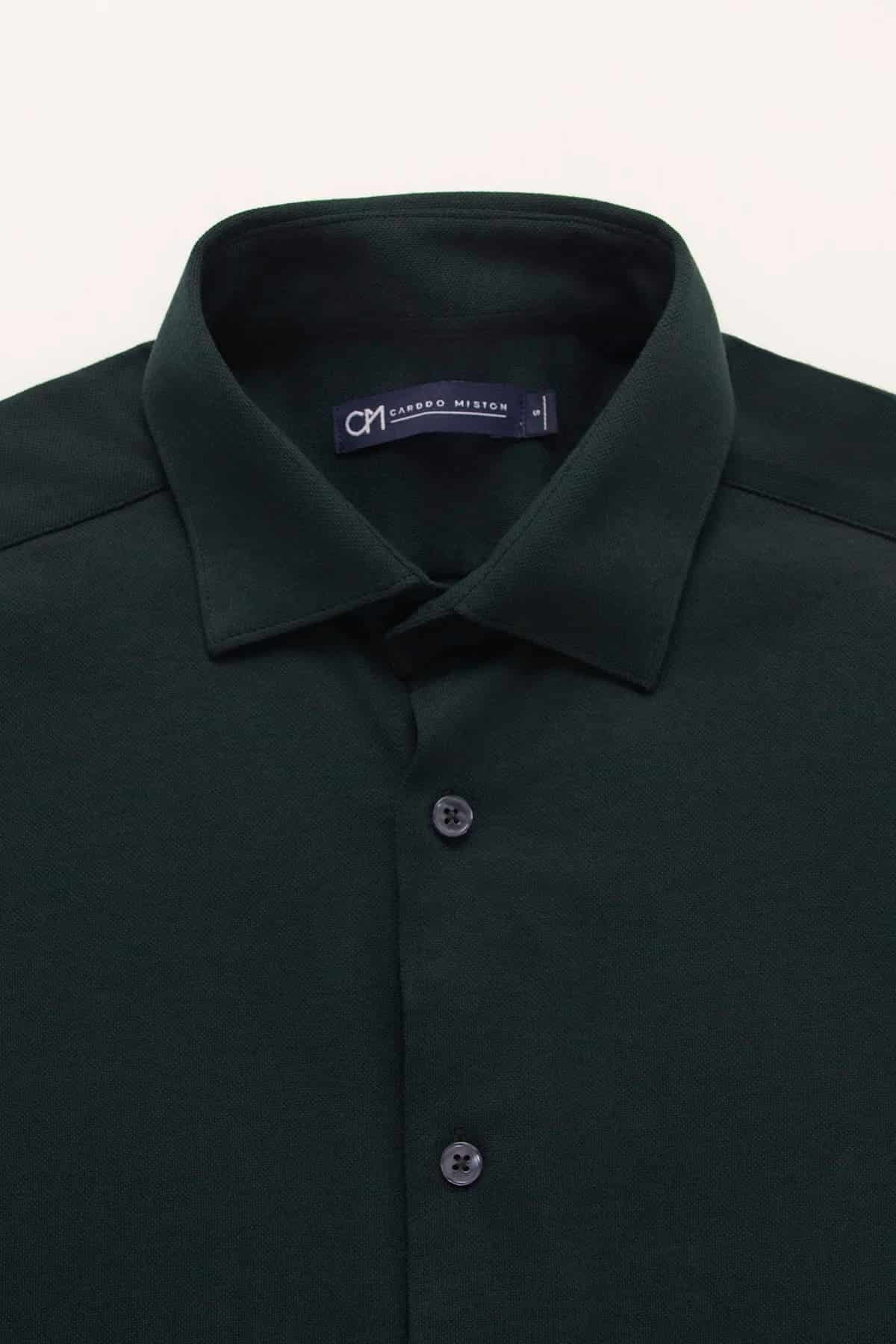 Camisa Piqué Algodón Verde Botella - miniatura 2