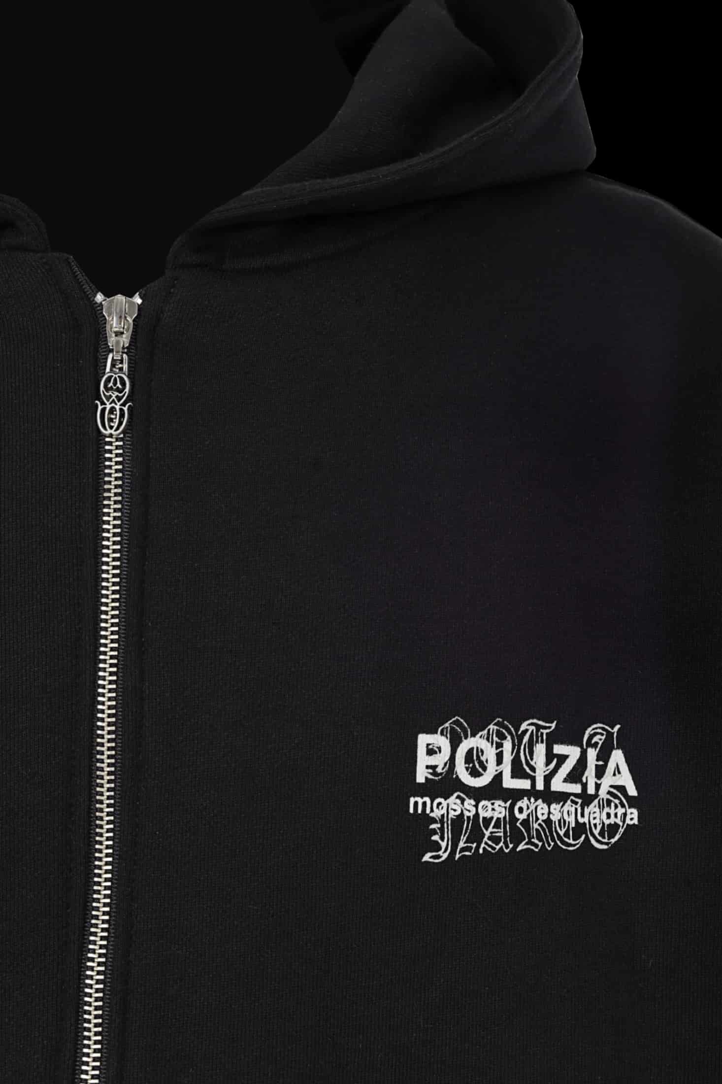 POLIZIA BLACK ZIPPER HOODIE - miniatura 5