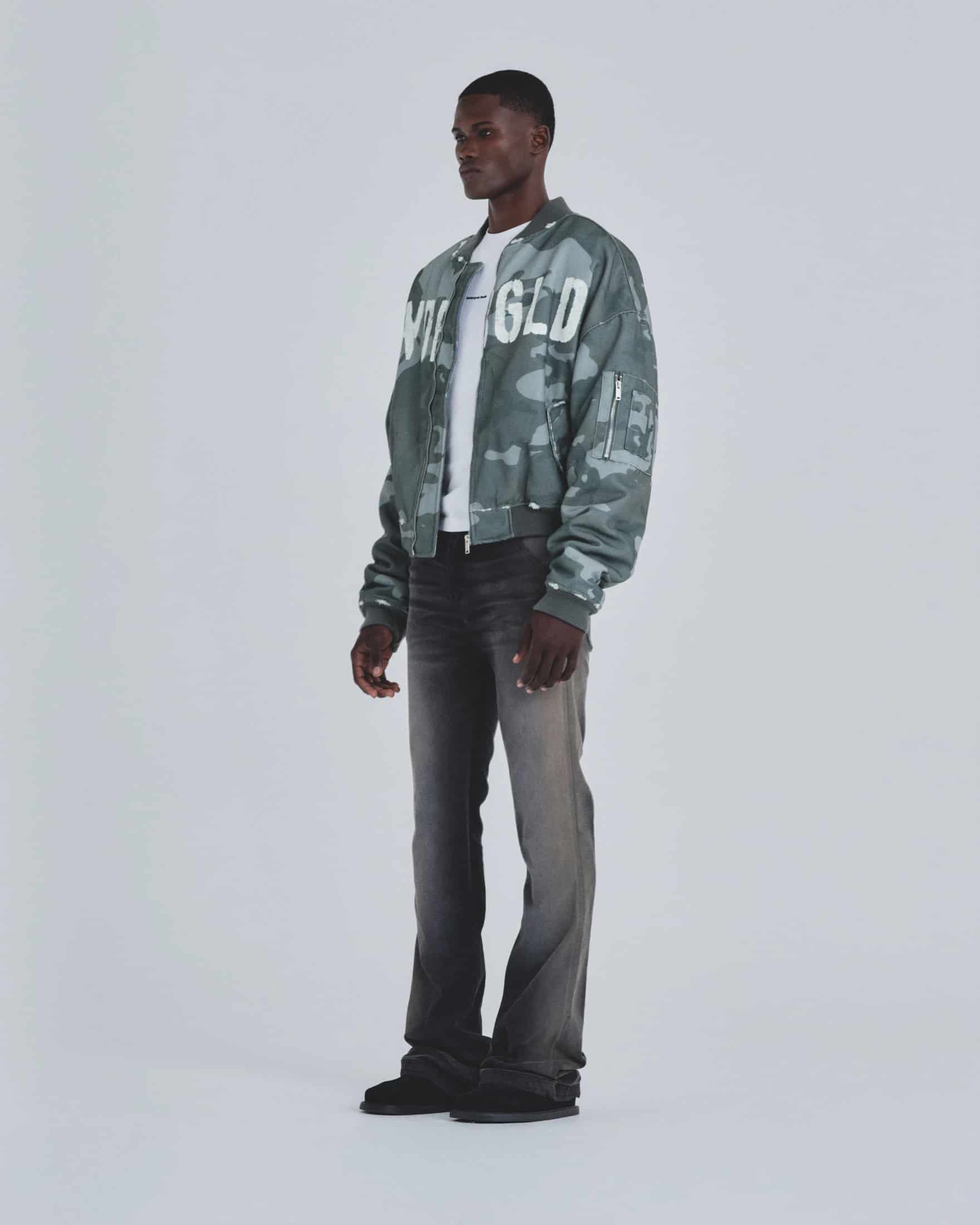 Holy Worn Logo Bomber Jacket Gray Camo - miniatura 5