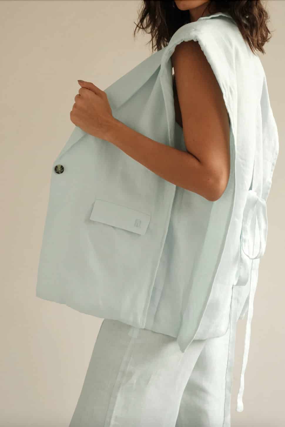 Blazer Vest Sera de lino | Azul claro - miniatura 8