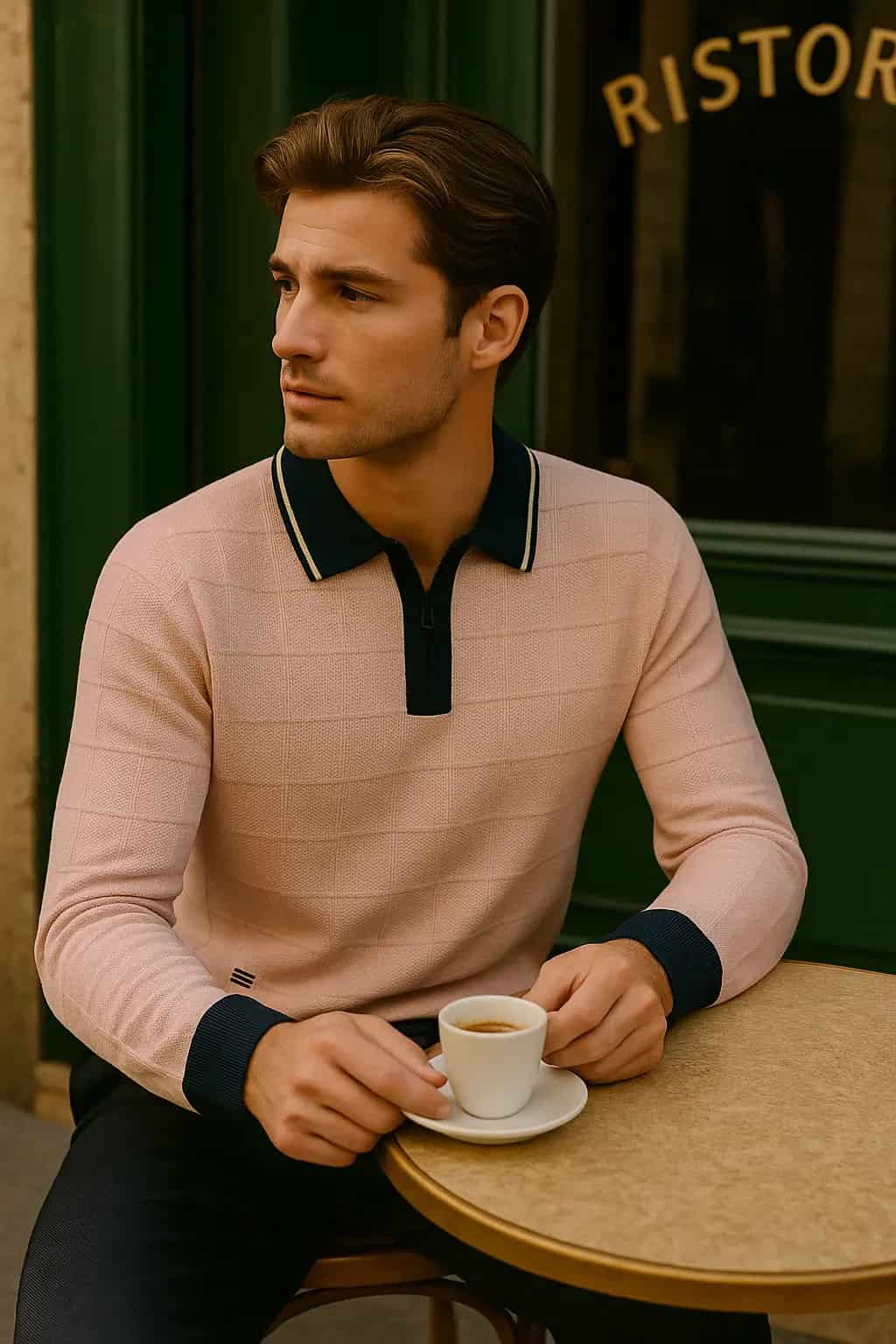Polo Long Sleeves Tejida - Rosa Cipria - NUOVO - miniatura 4