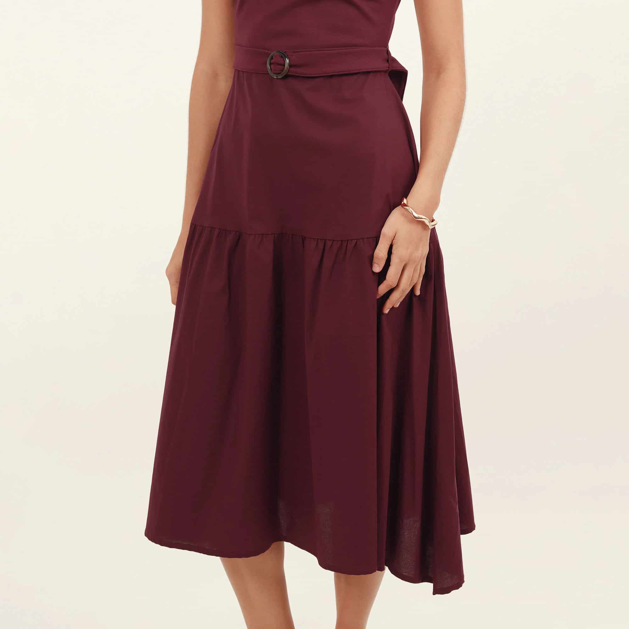 Vestido midi cuello redondo silueta en a - miniatura 2