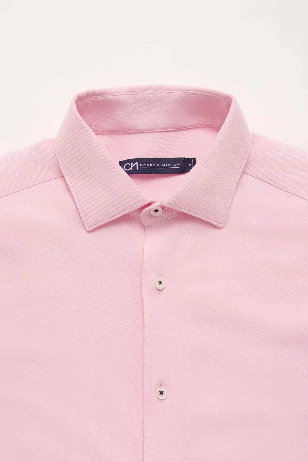 Camisa Piqué Botón Contraste Algodón Rosa Bebé - miniatura 2