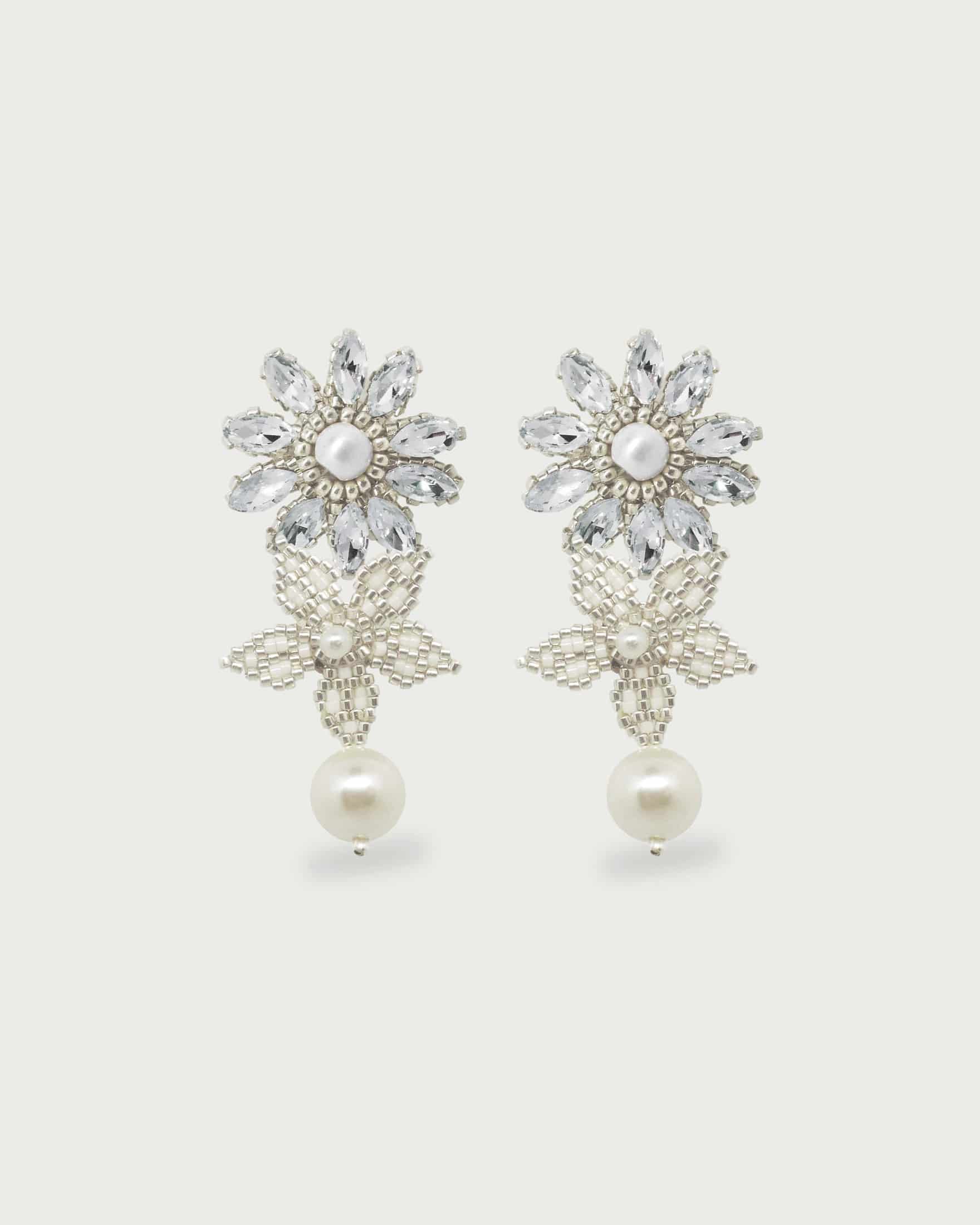 Aretes Dos Flores y Perla Miyuki - miniatura 2