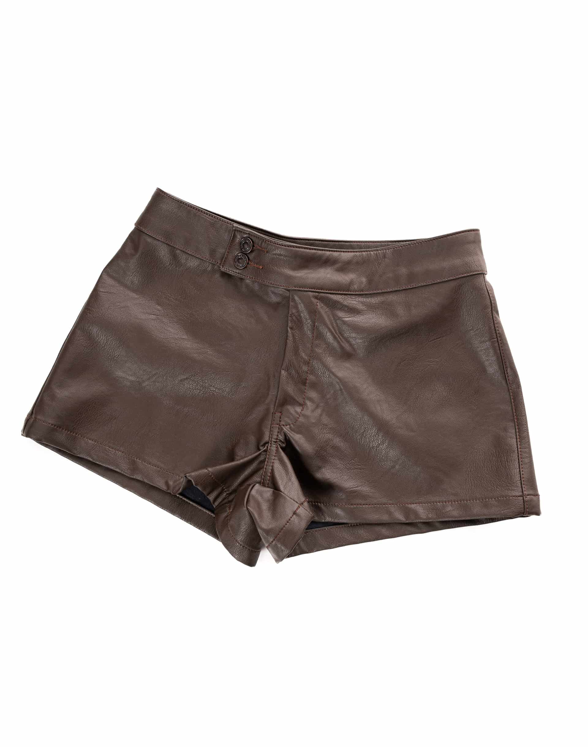 Shorts Tiro Bajo Sintético Café - miniatura 4