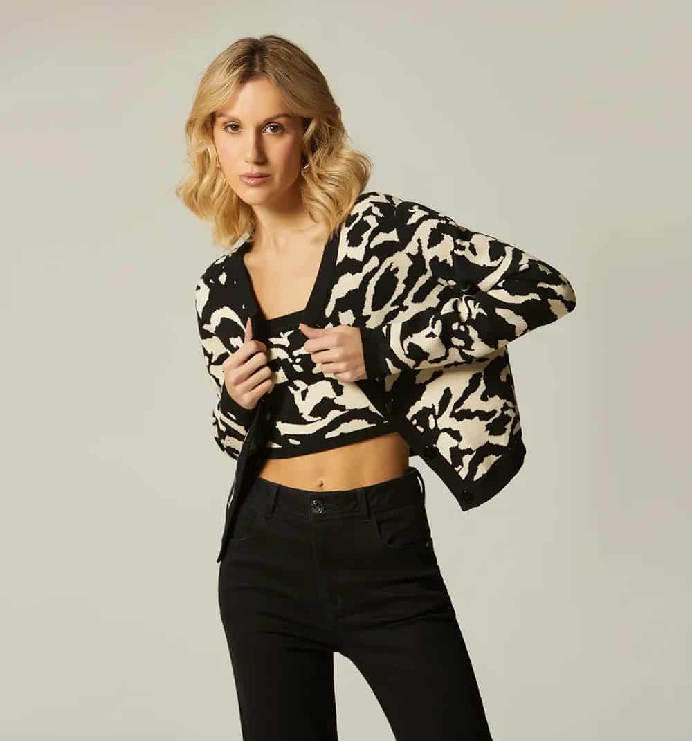 Cardigan estampado bi color - miniatura 3