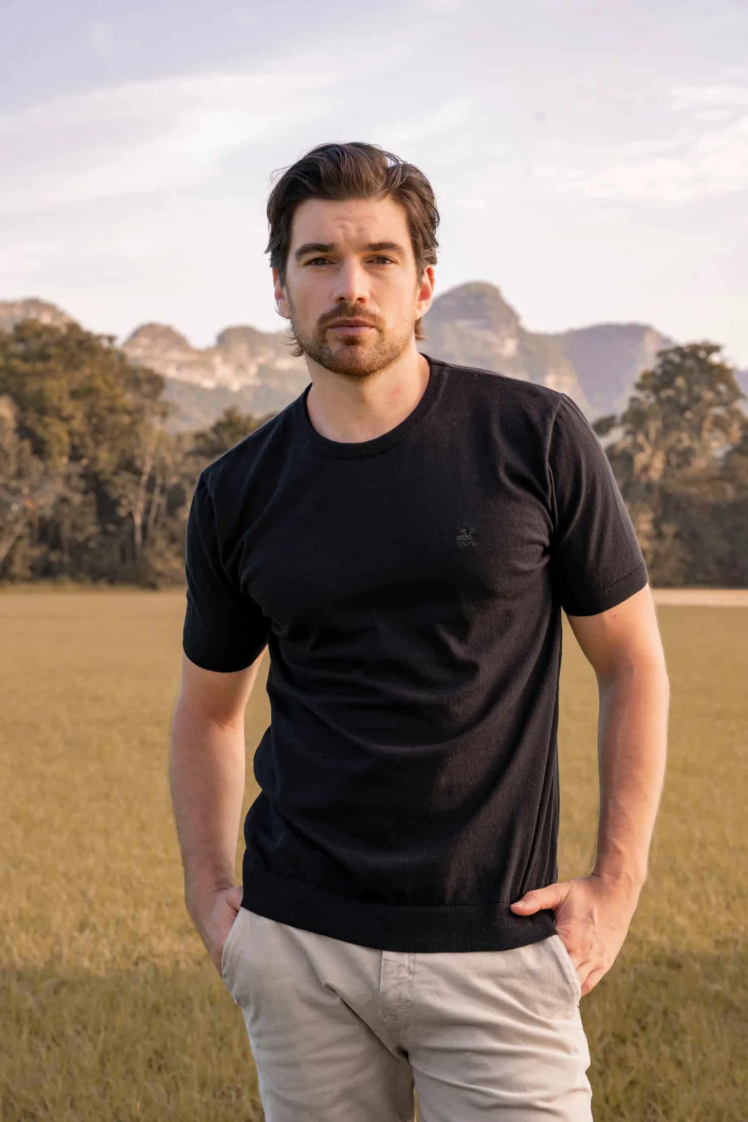 Camiseta Tejida Hombre Negro - miniatura 7