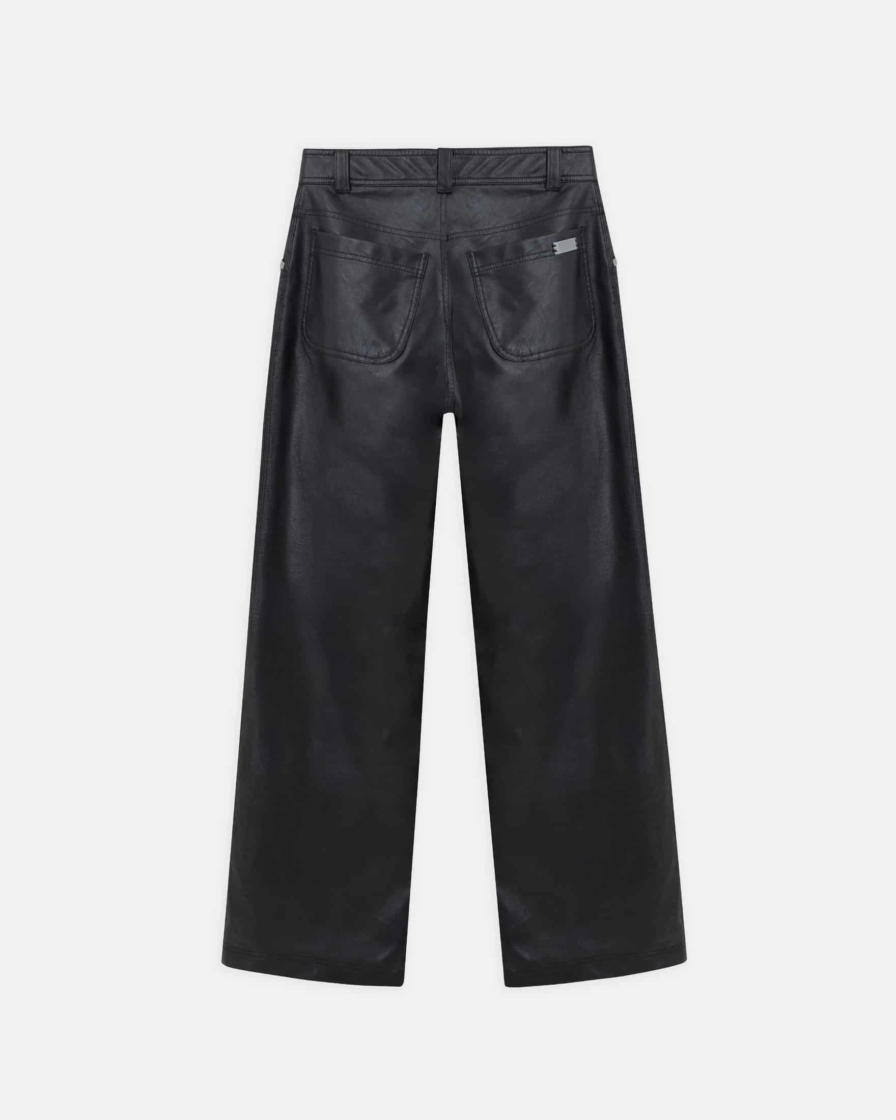 W Capsule Basic Pleather Wide Jeans Black - miniatura 3