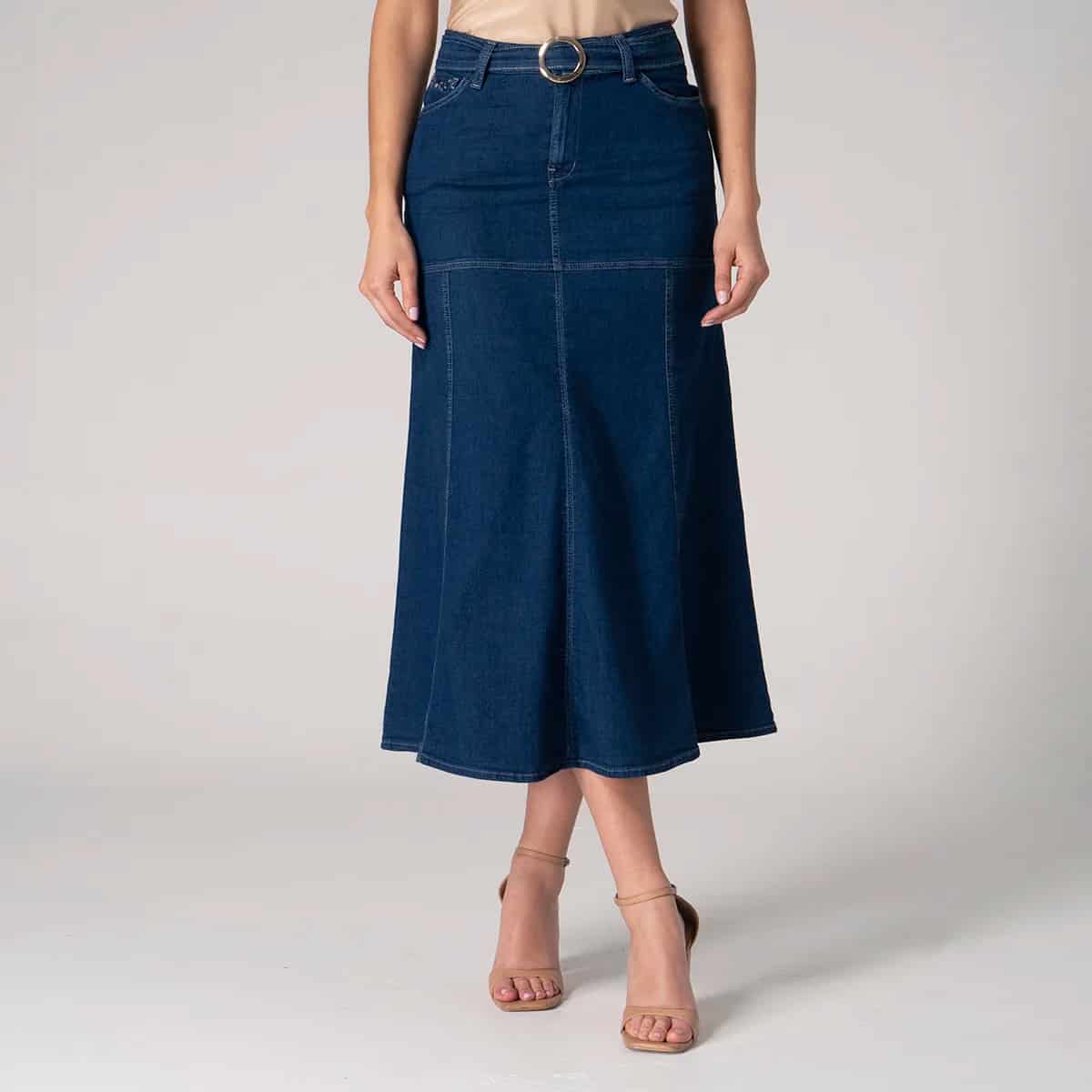 Falda Larga Denim Slim Kenbleu - miniatura 2