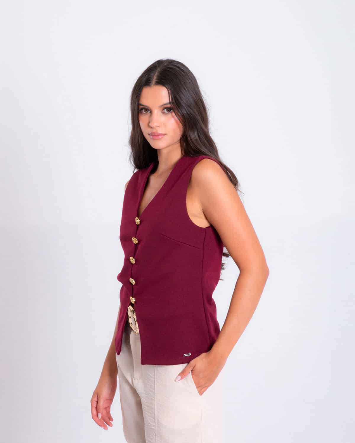 Chaleco vinotinto para mujer - miniatura 2