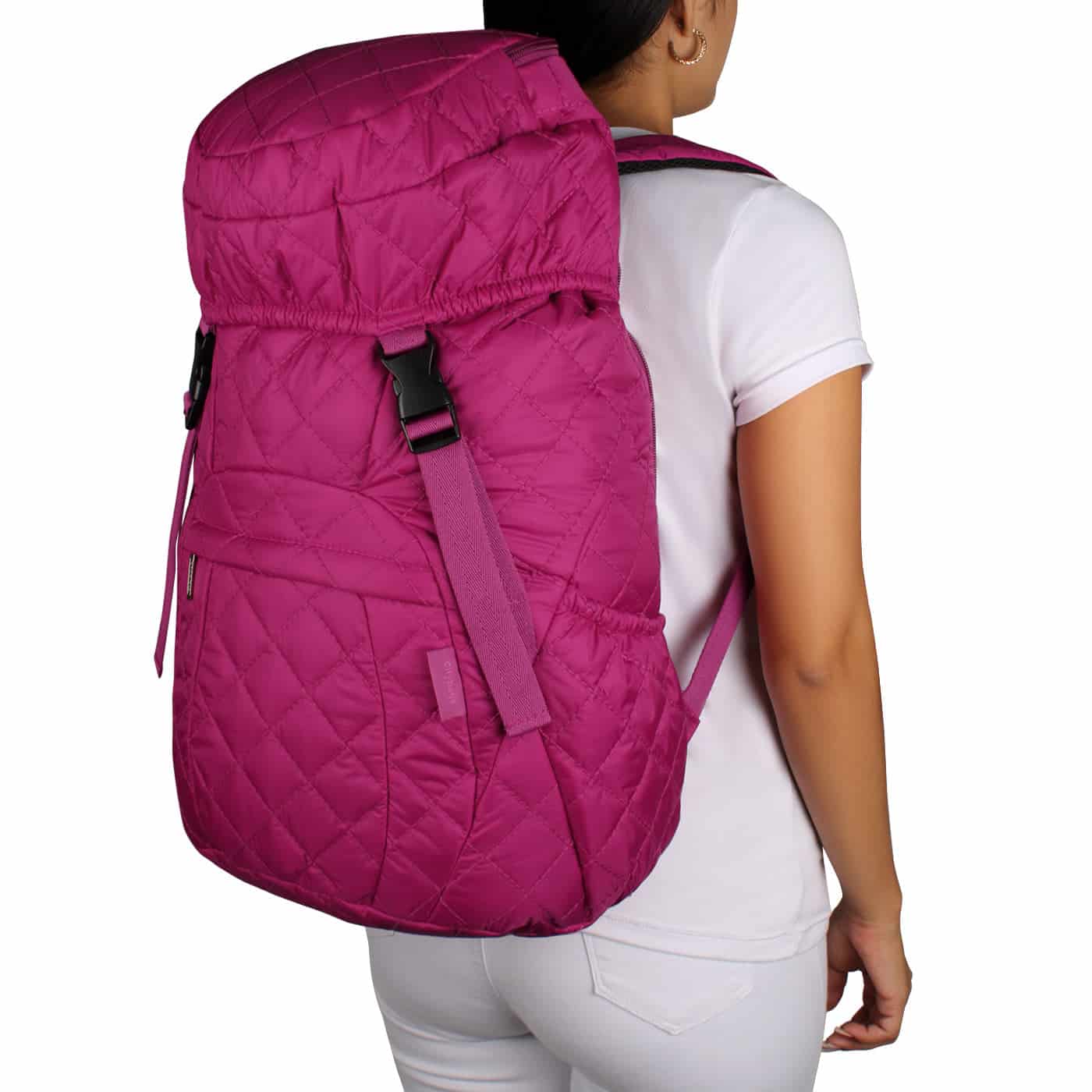 Morral Viajero Plegable Puffer Fucsia - miniatura 5
