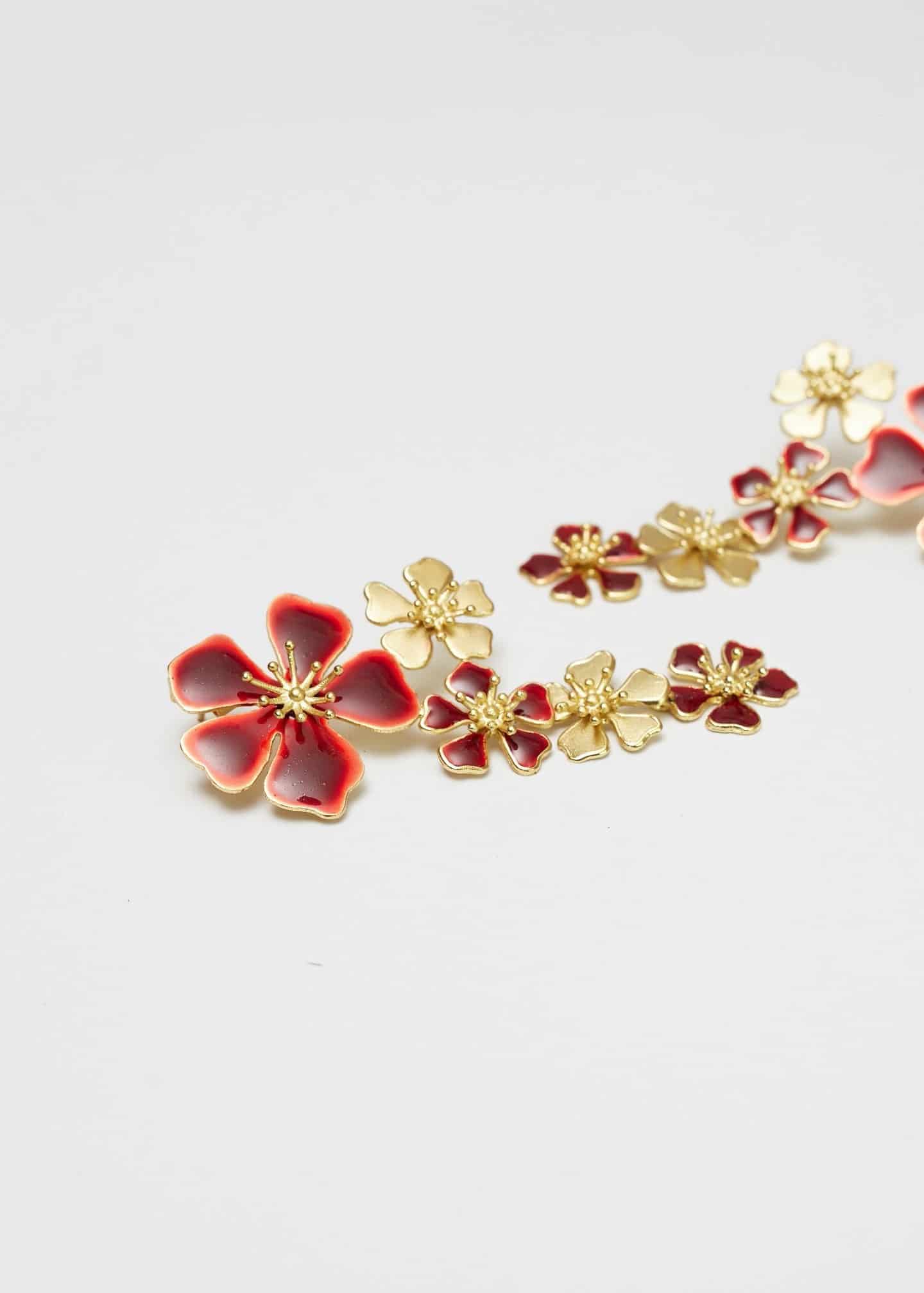 Aretes Falling Auroras rojo vino - miniatura 3
