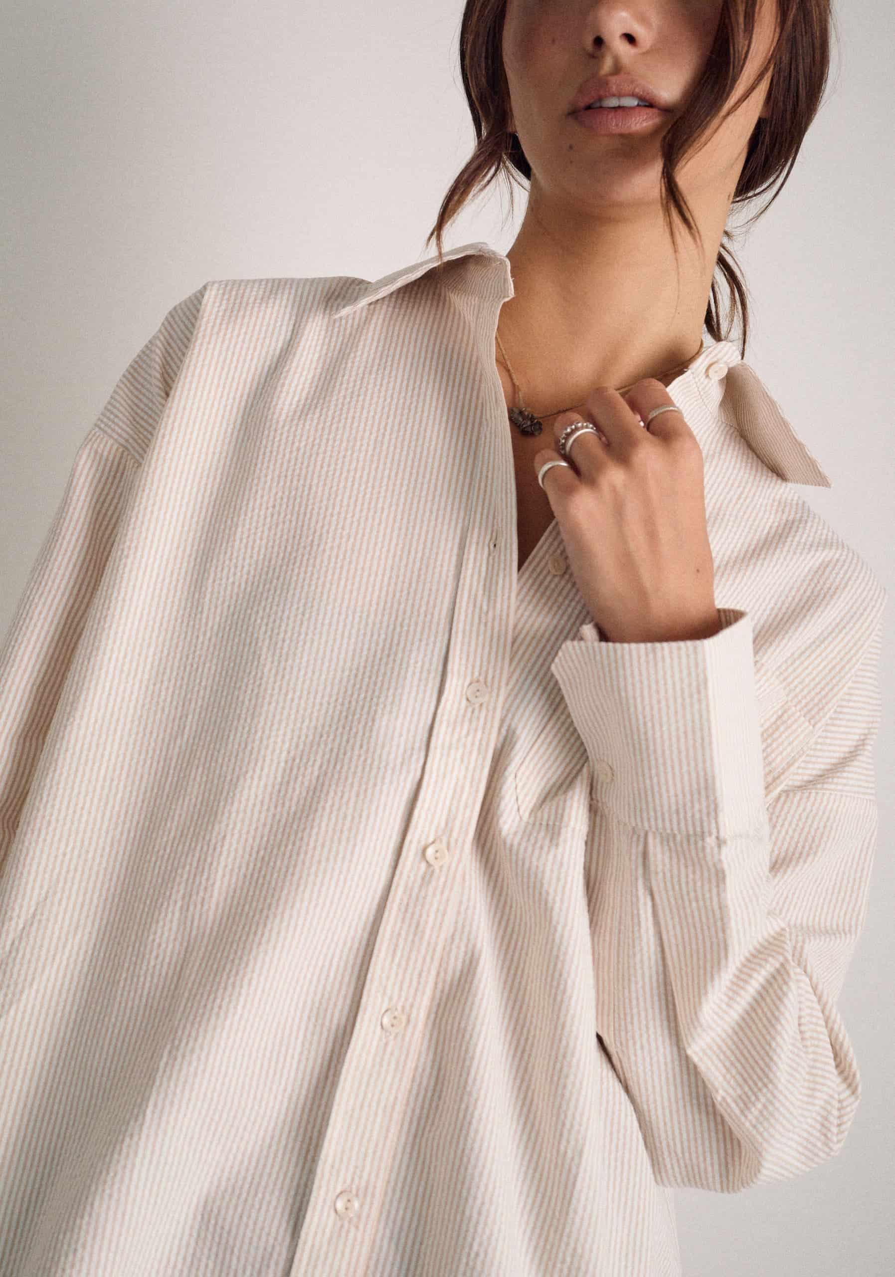 Camisa M Antonella Rayas Marfil - Beige - miniatura 4