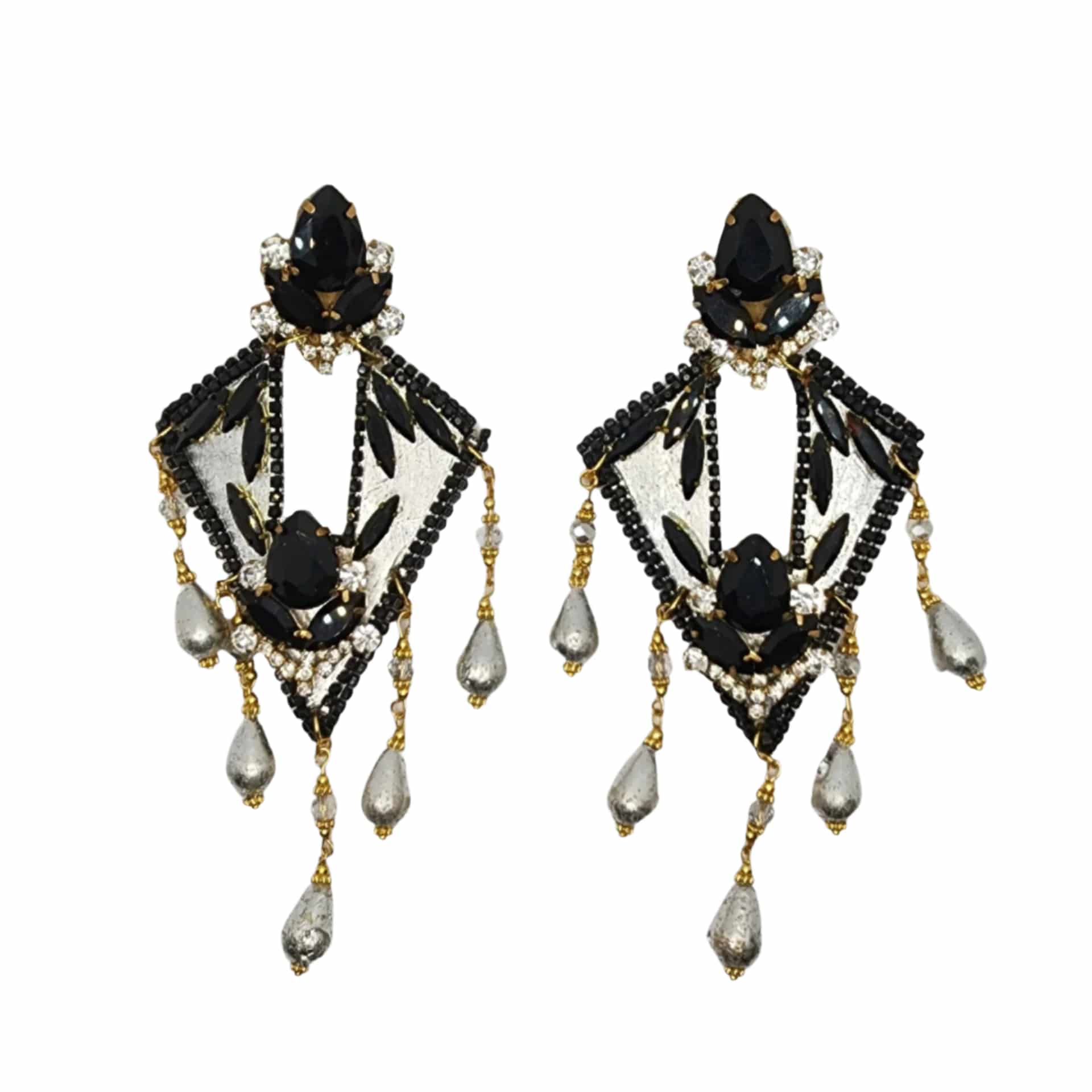 Diamond Black & Silver Earrings - miniatura 1
