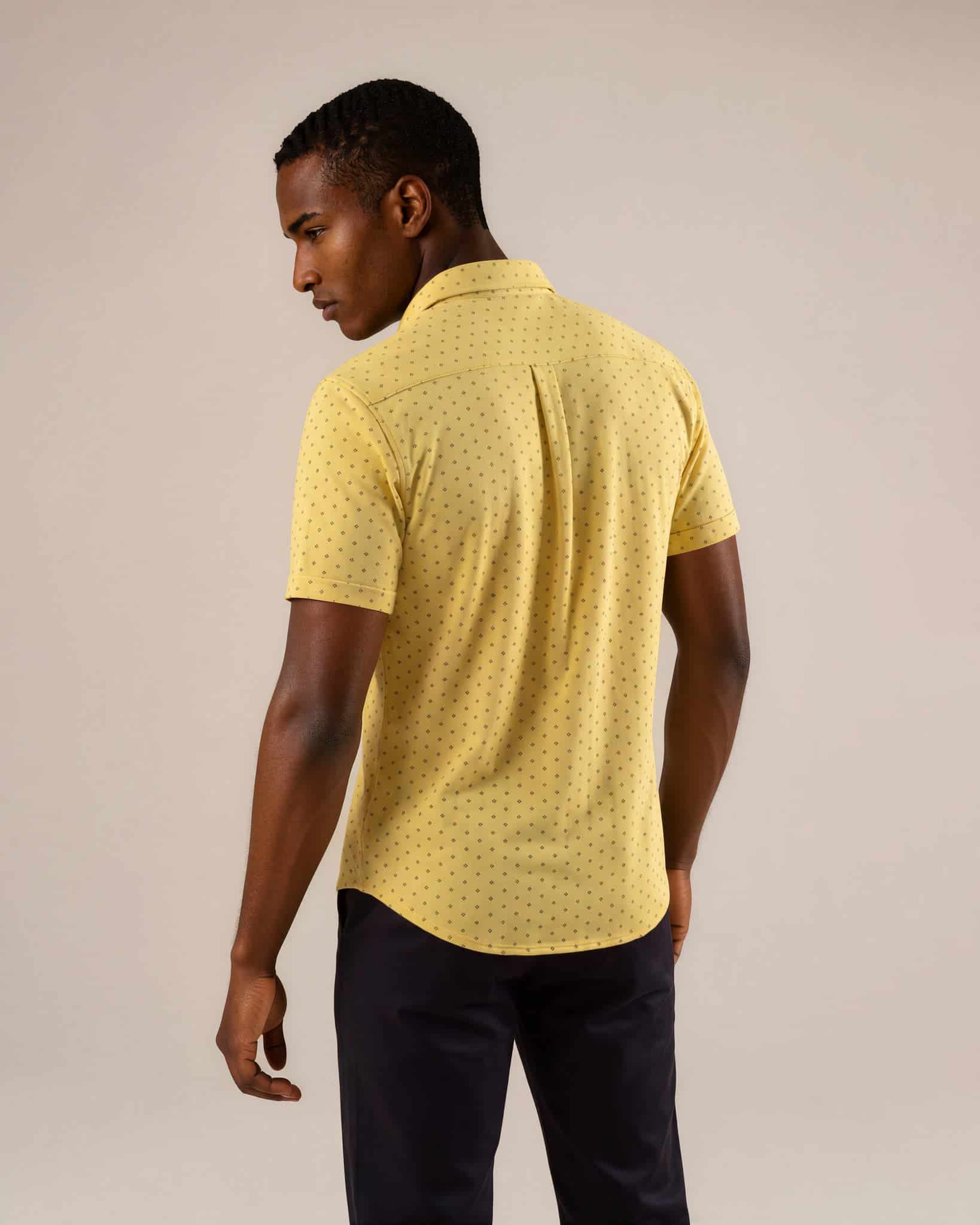 Camisa en tejido de punto con mini prints amarillo - miniatura 2