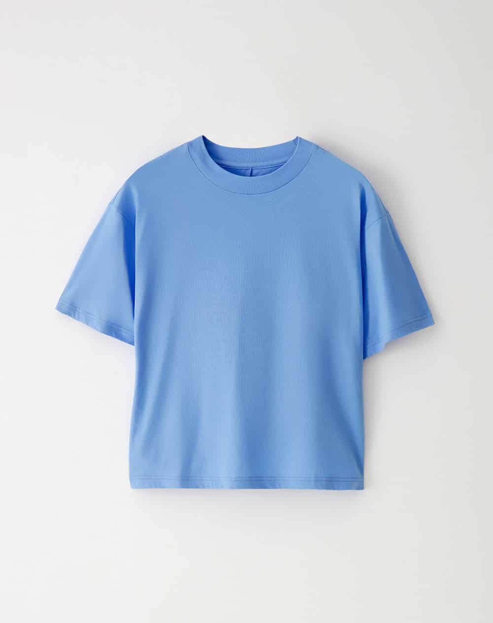 Camiseta oversize algodón azul mujer - miniatura 1