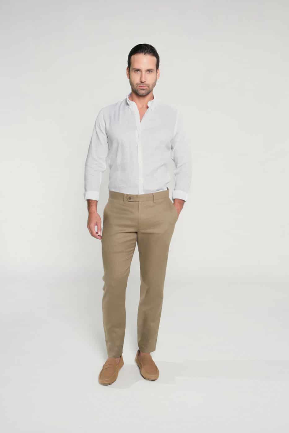 Pantalón Slim Lino Olive - miniatura 2