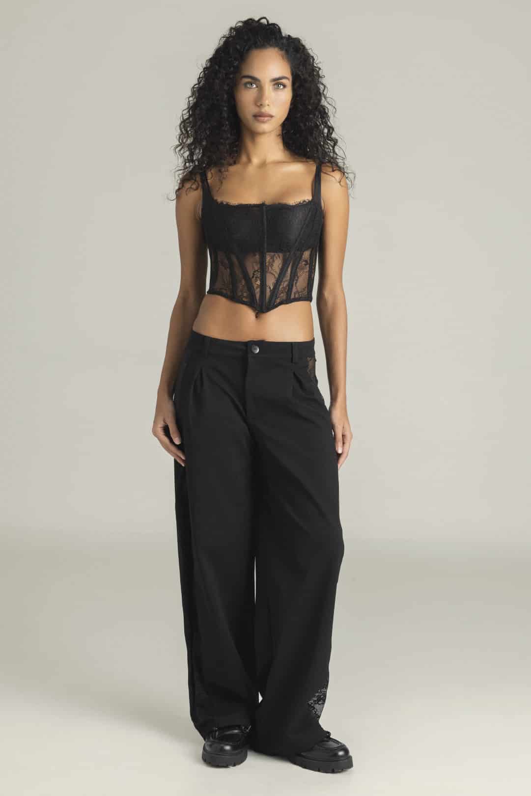 SET CORSET & PANTALON INDIRA NEGRO - miniatura 1