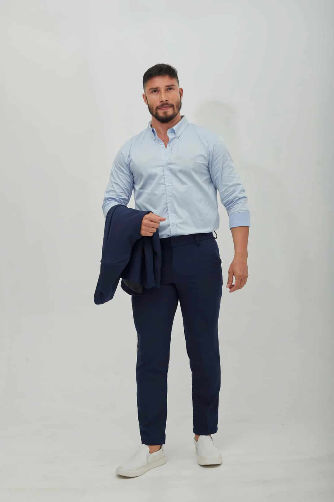 Camisa Clásica Celeste Eleganza - miniatura 3