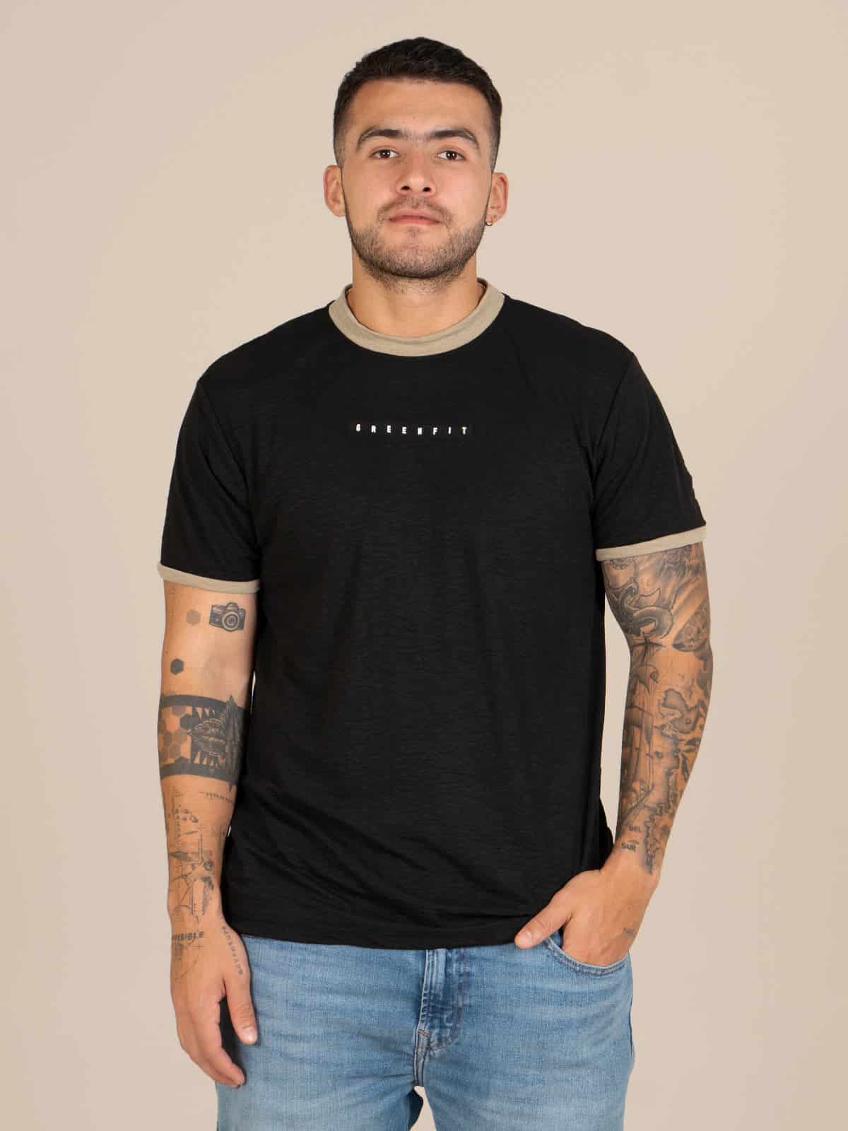 Camiseta hombre slim iza negra - miniatura 1