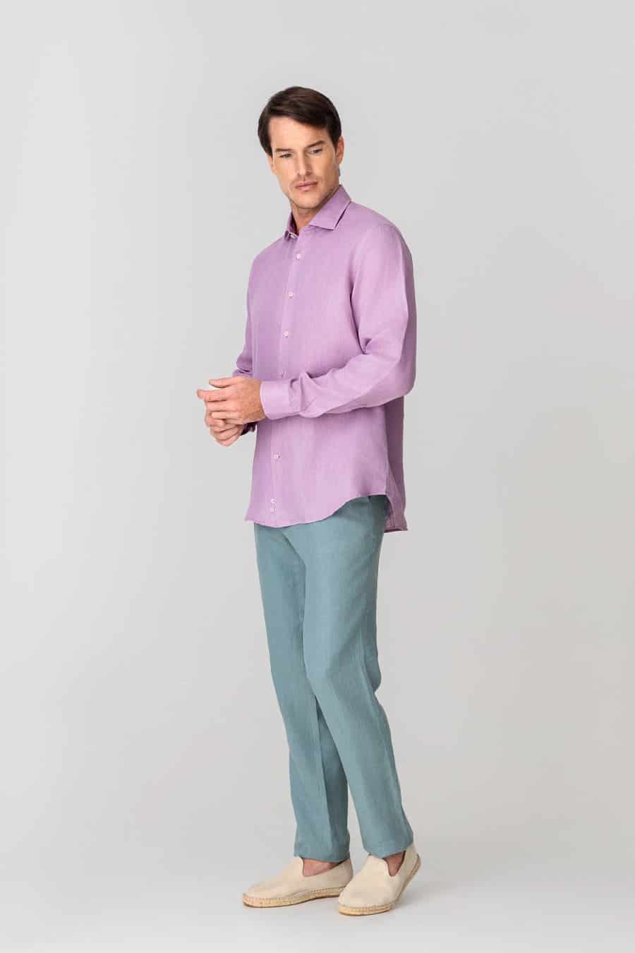 Men's linen pants grey donato - miniatura 2