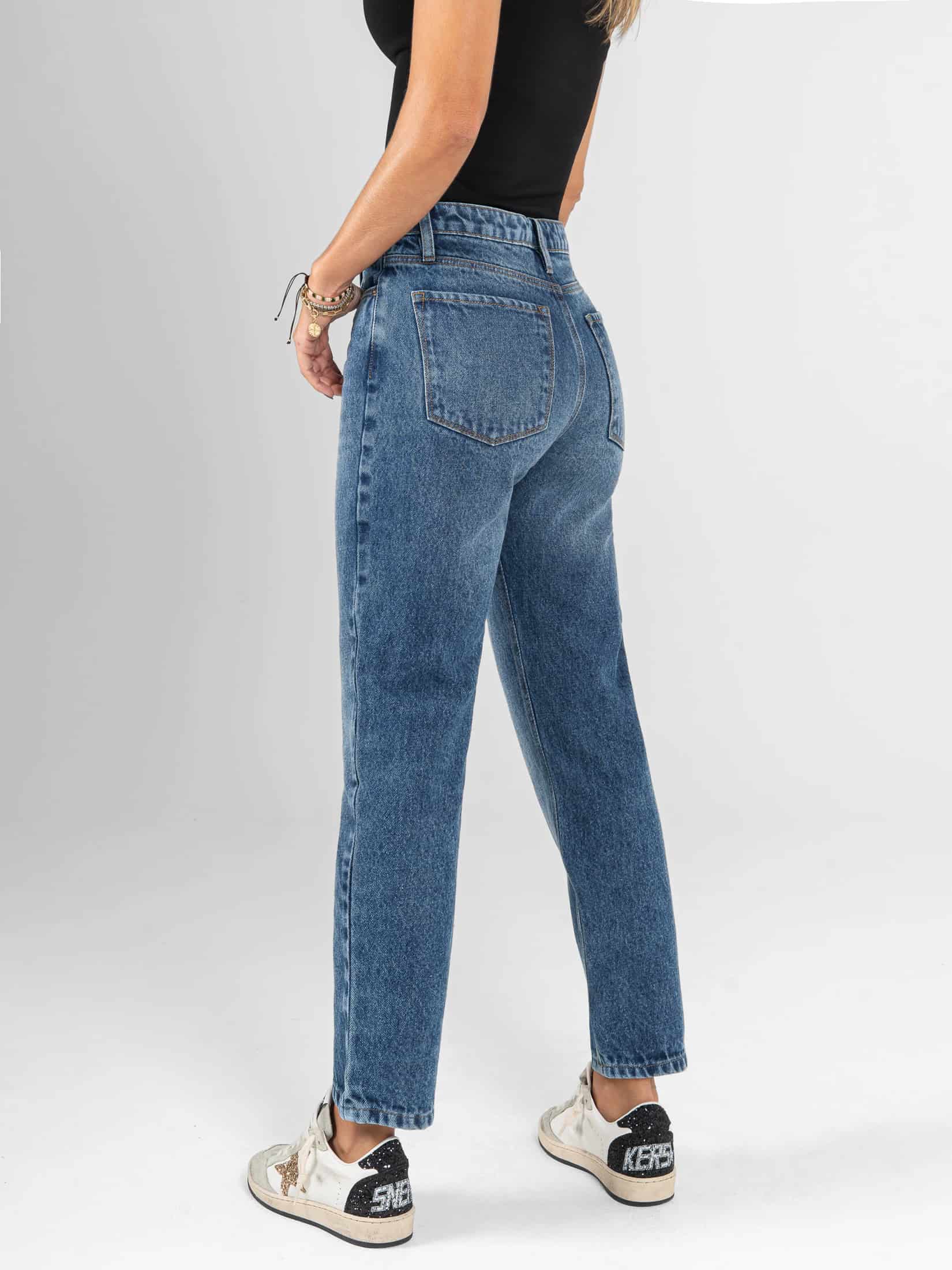 Ref: 066602 Jean Mom fit, rígido, tiro alto, tono azul medio. - miniatura 2