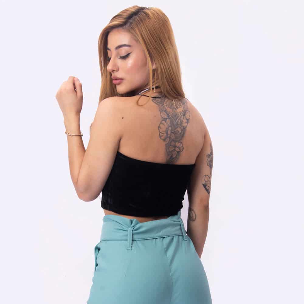 Crop Top Velvet Largo Negro - miniatura 3