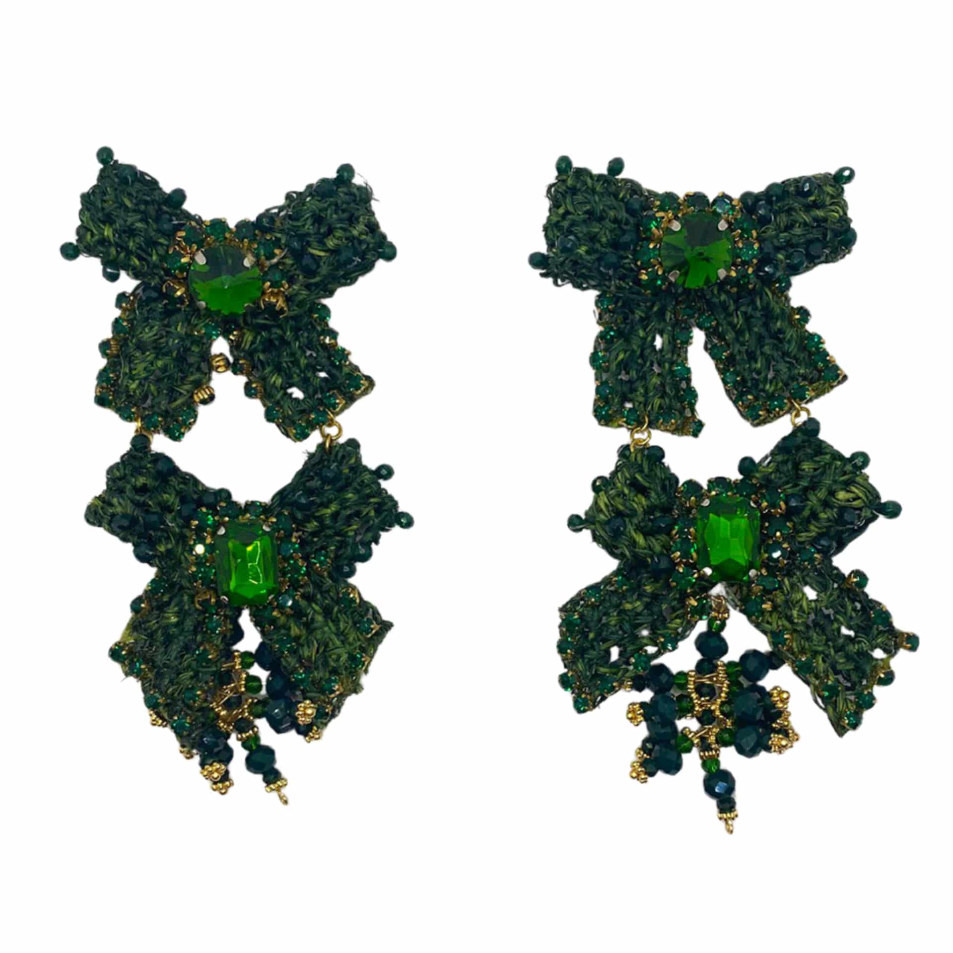 Green Bow Earrings - miniatura 1