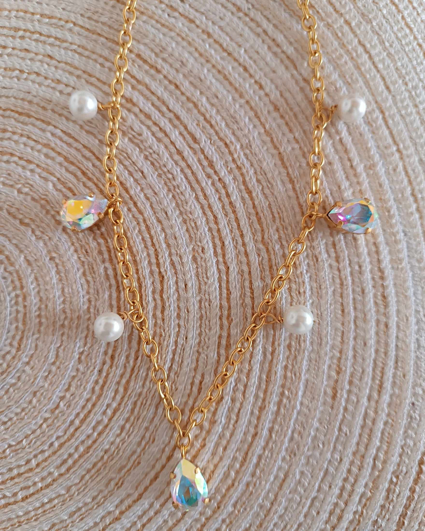 Collar doble perlas shell y cristales - miniatura 3