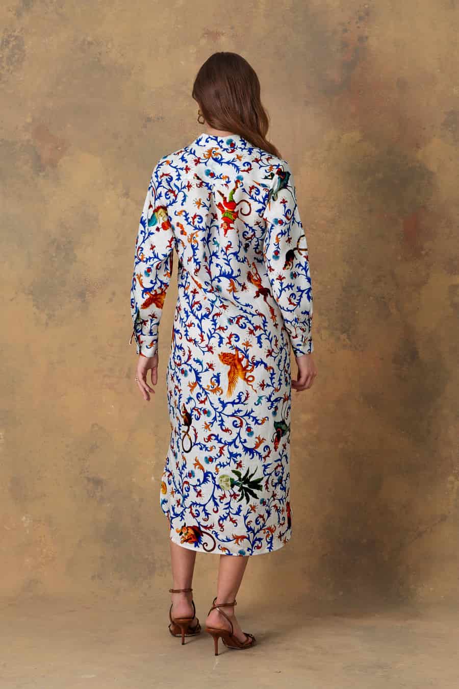 Women's dress linen chiron white - miniatura 2