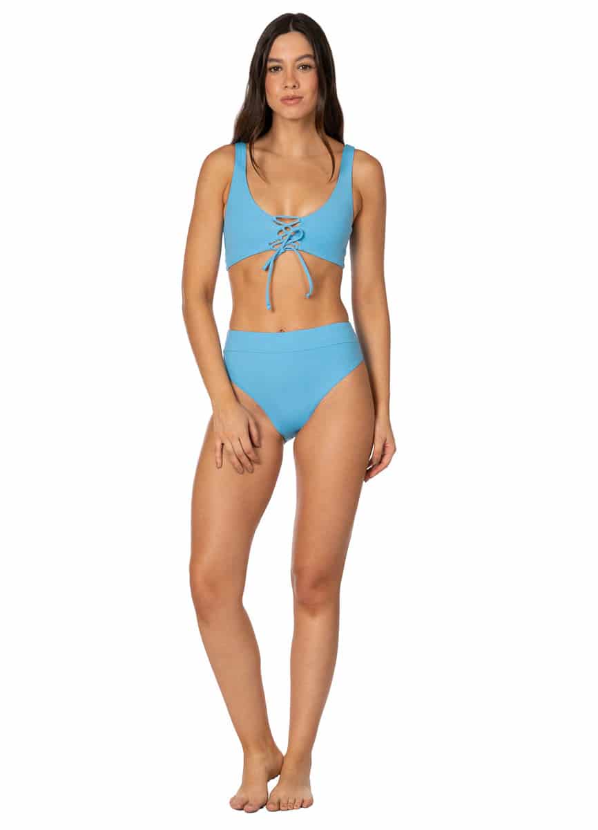 Maaji Stone Blue Allure Long Line Triangle Bikini Top - miniatura 9