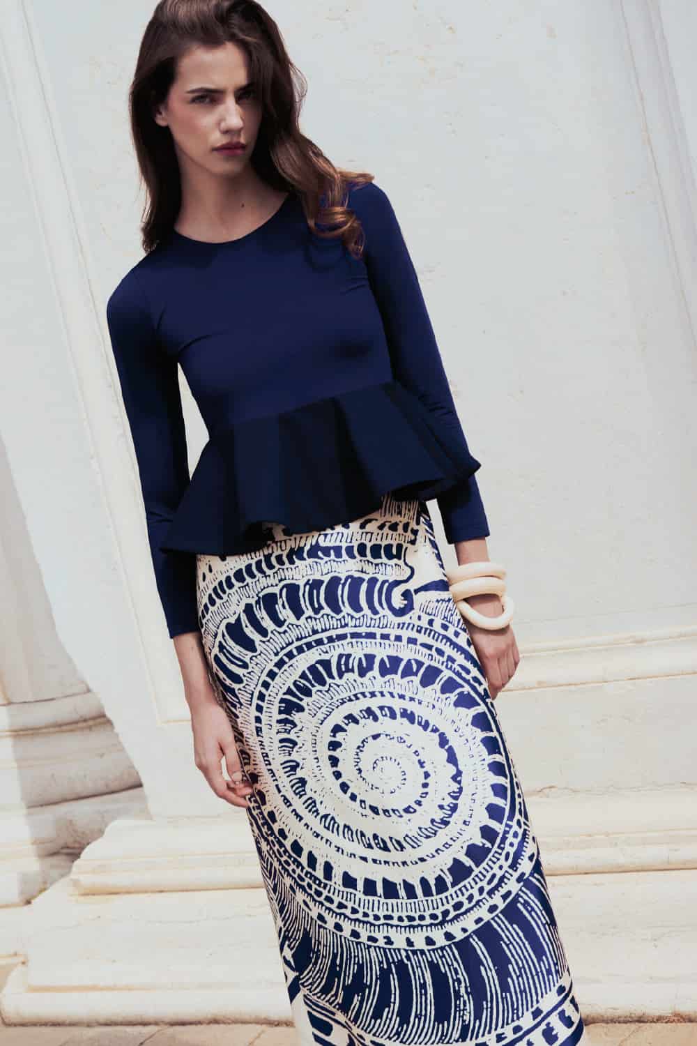Falda arabela ivory navy - miniatura 2