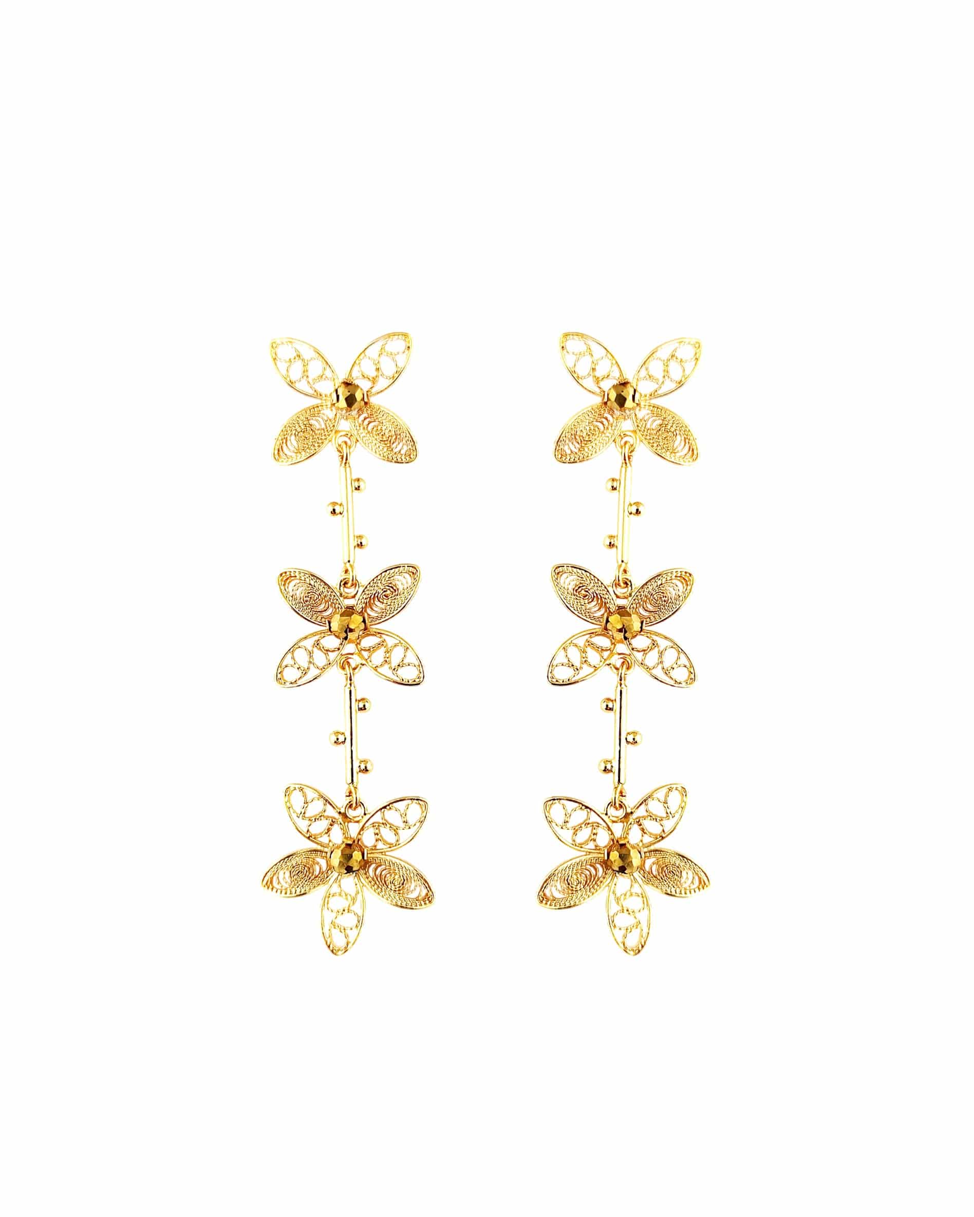 Aretes filigrana tres flores Berenice - miniatura 1