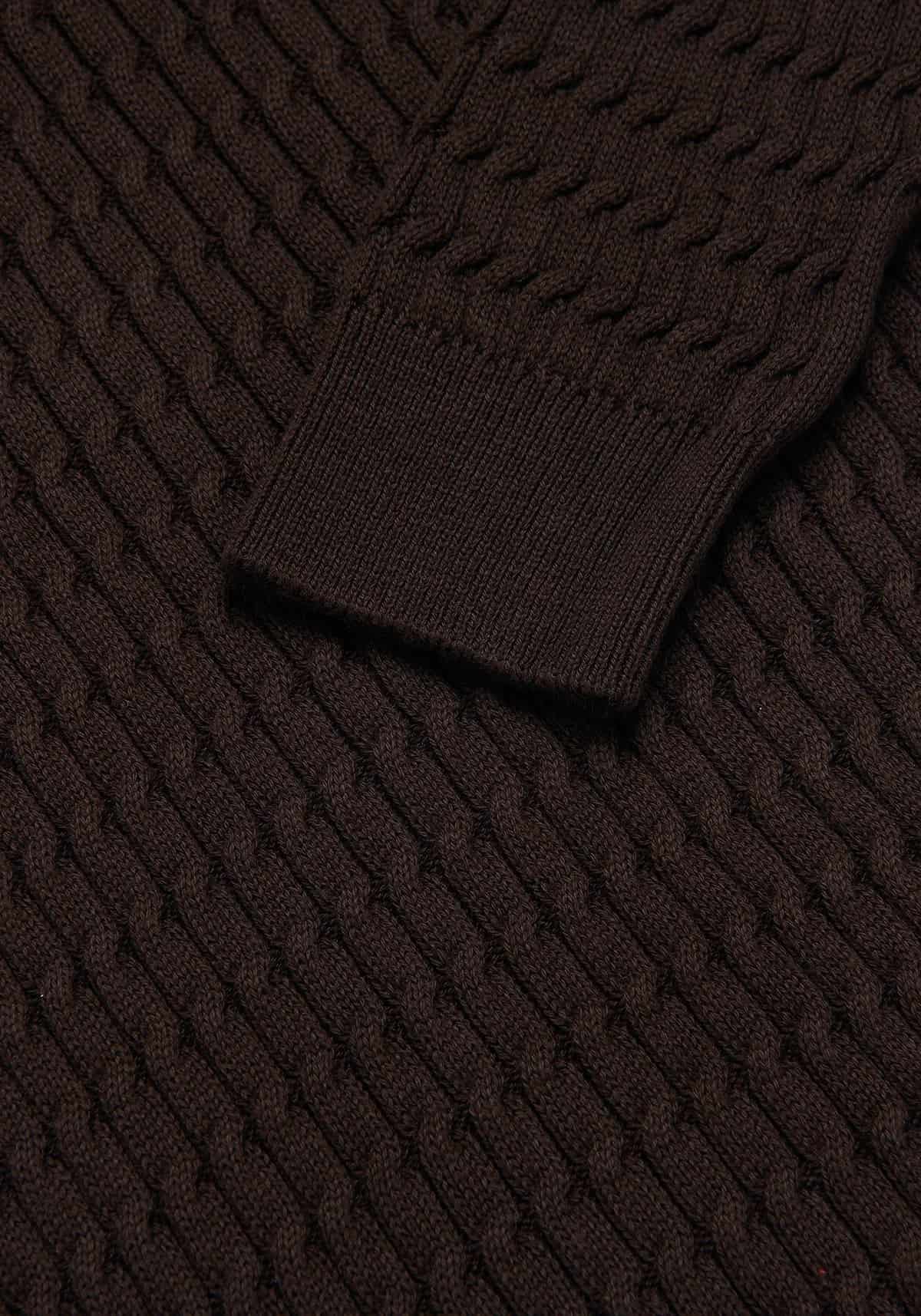 Saco Trenzado Half Zip Algodón Chocolate - miniatura 3