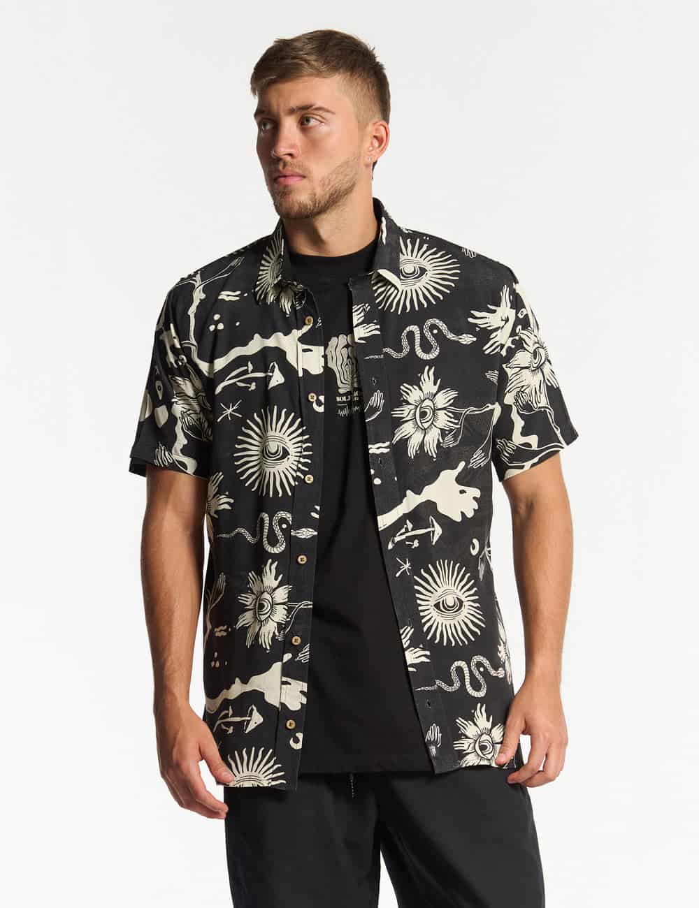 Camisa Regular Fit Chacras  negro + crudo Hombre - miniatura 5