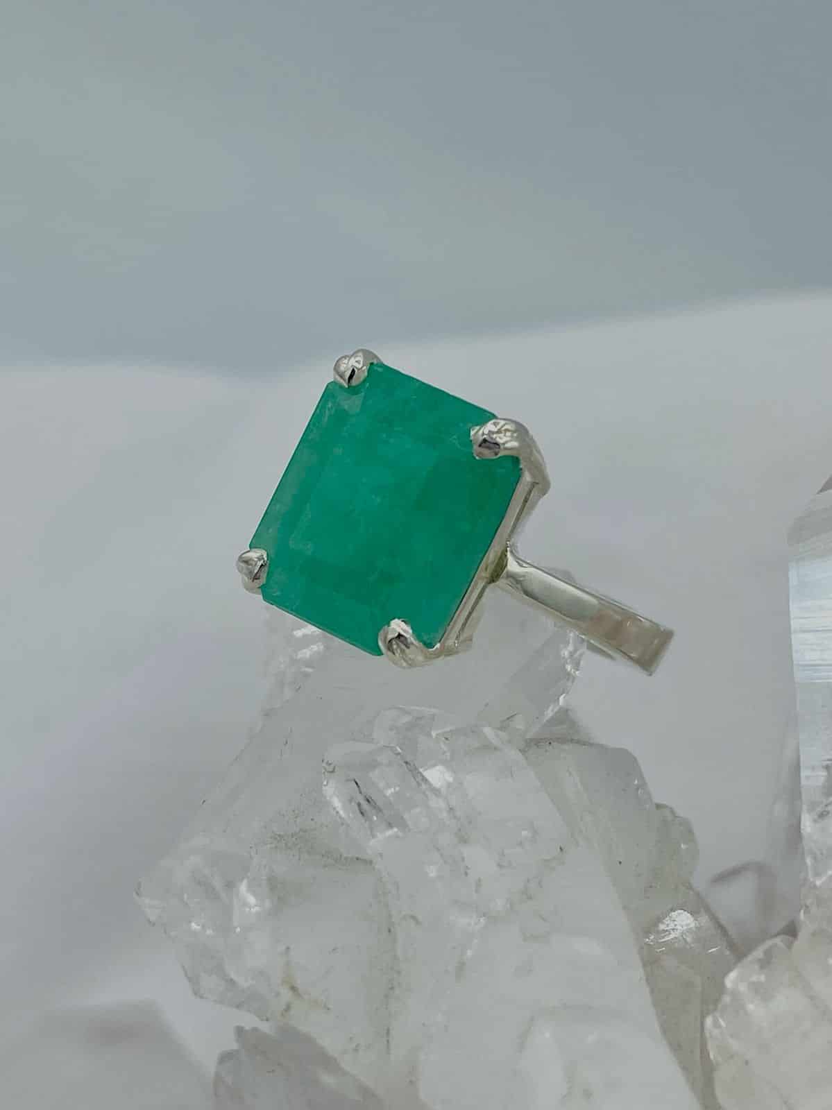 Anillo Esmeralda Cuadrado en Plata 925 - miniatura 1
