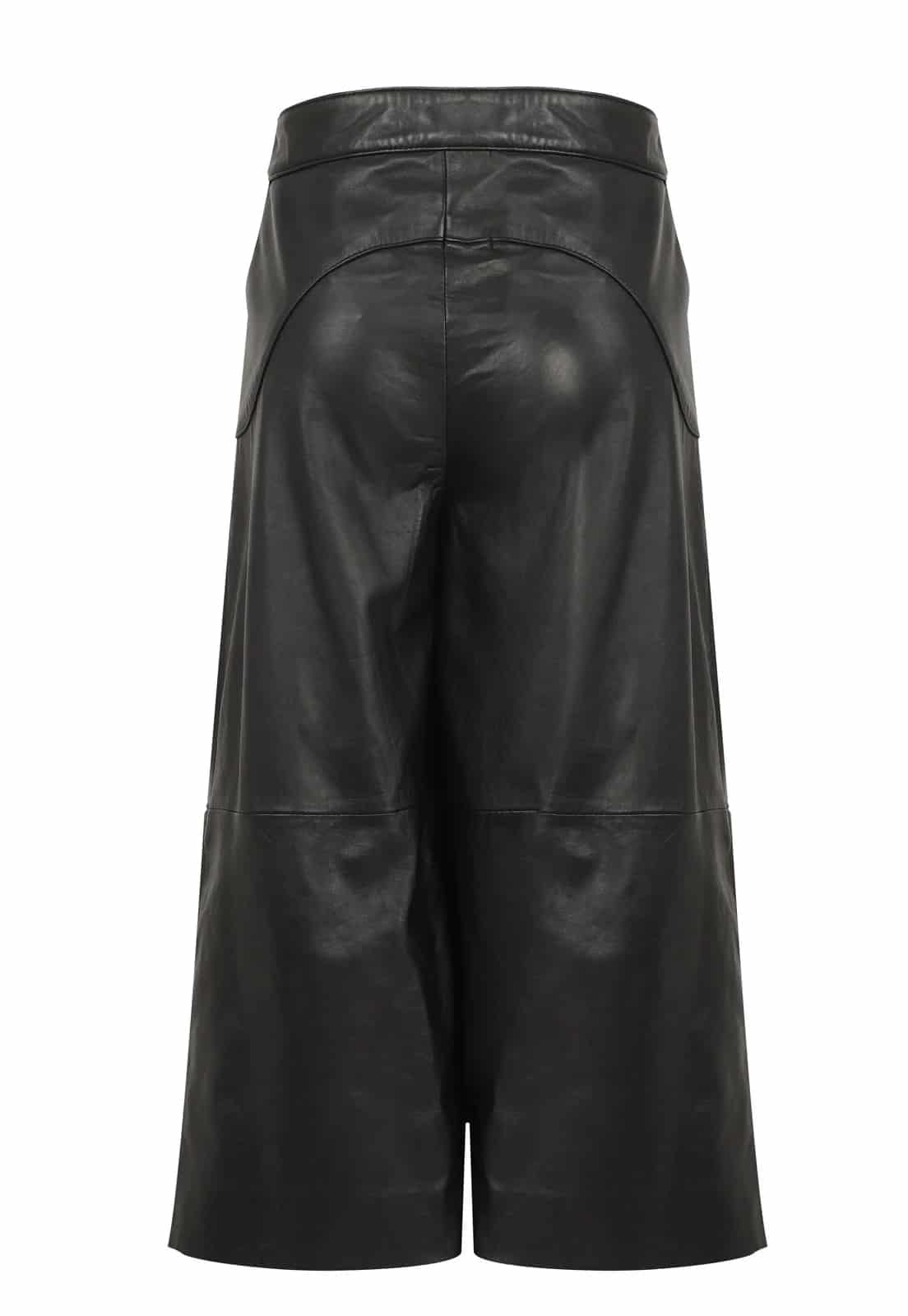 SHORT LEATHER WIDE LEG TROUSERS - miniatura 4