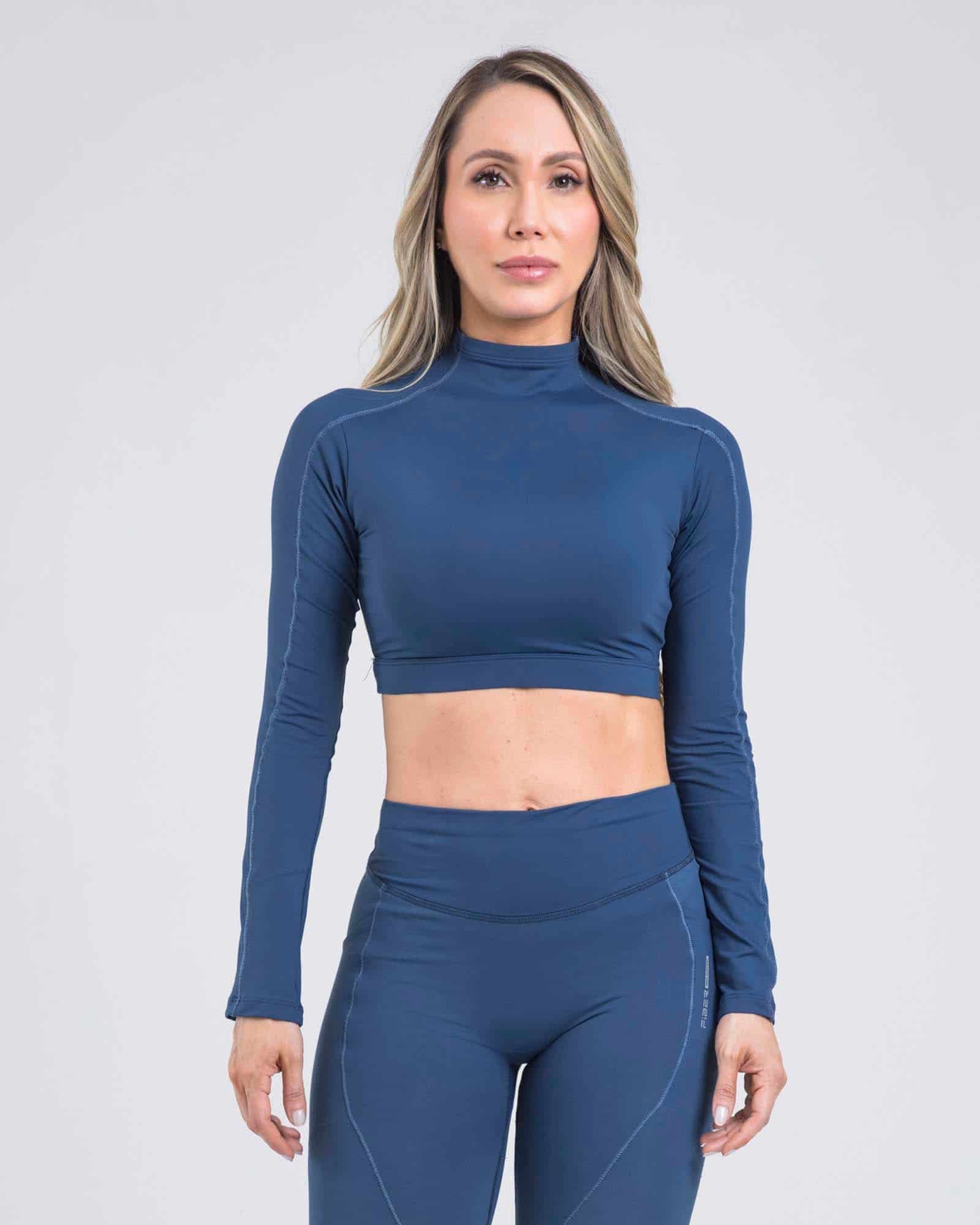 Top manga larga bold trek azul fusion outdoor FIBER - miniatura 1