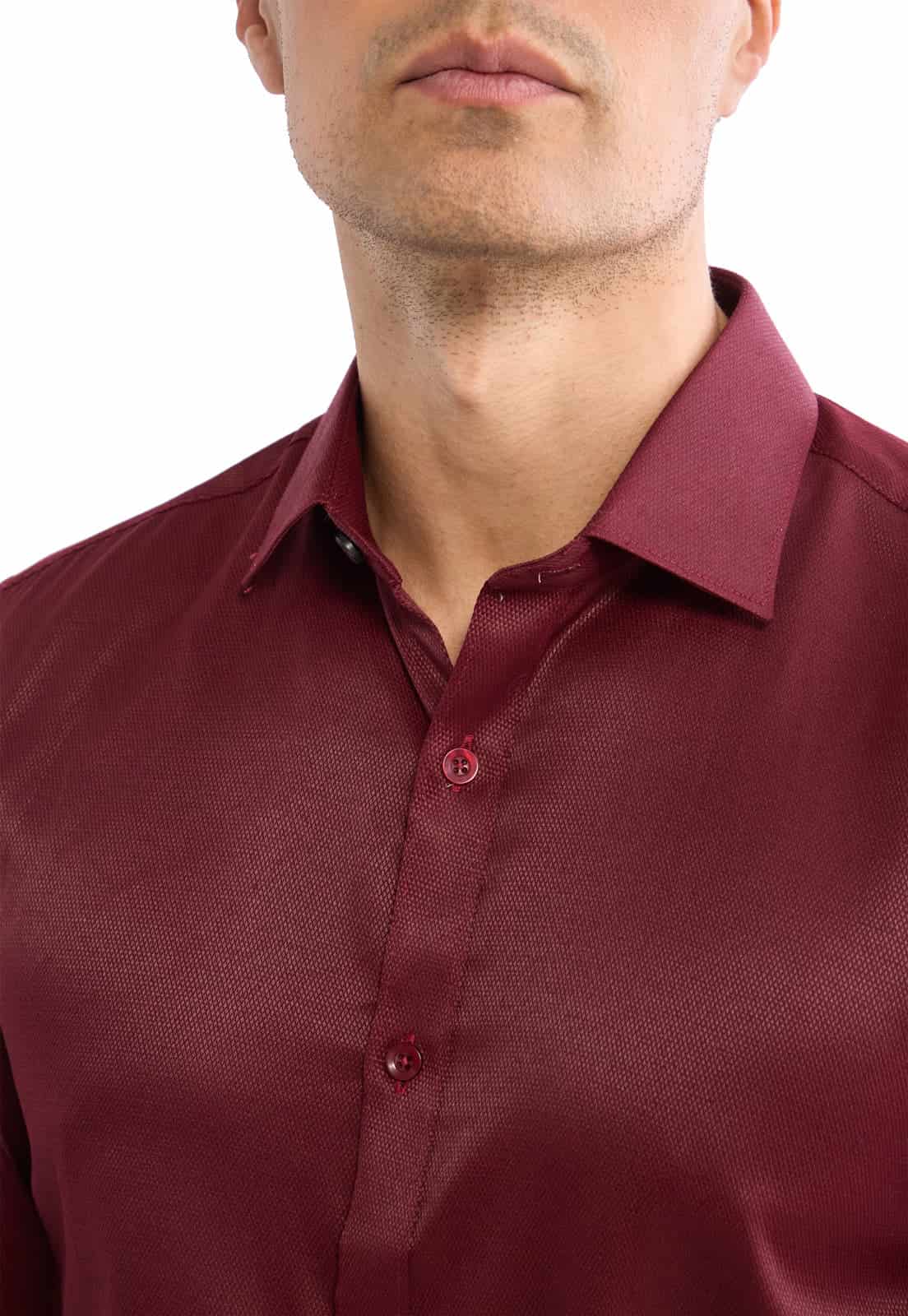Camisa manga larga vinotinto con textura - miniatura 5
