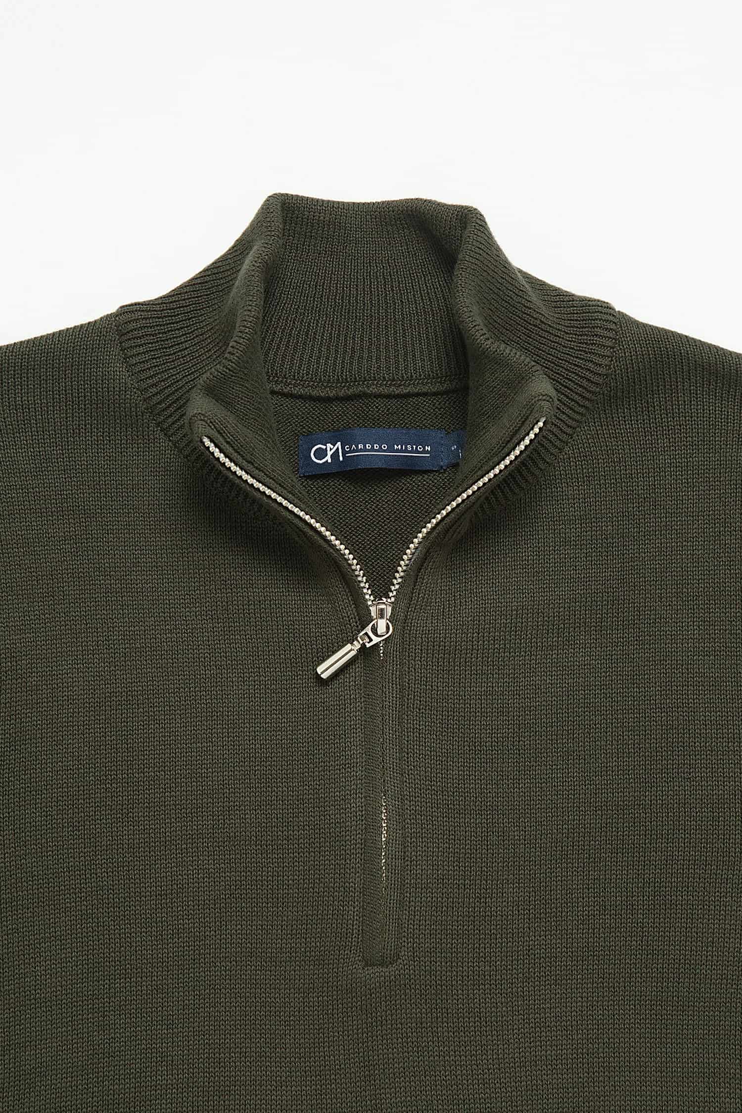 Saco Half Zip Algodón Verde Militar - miniatura 2